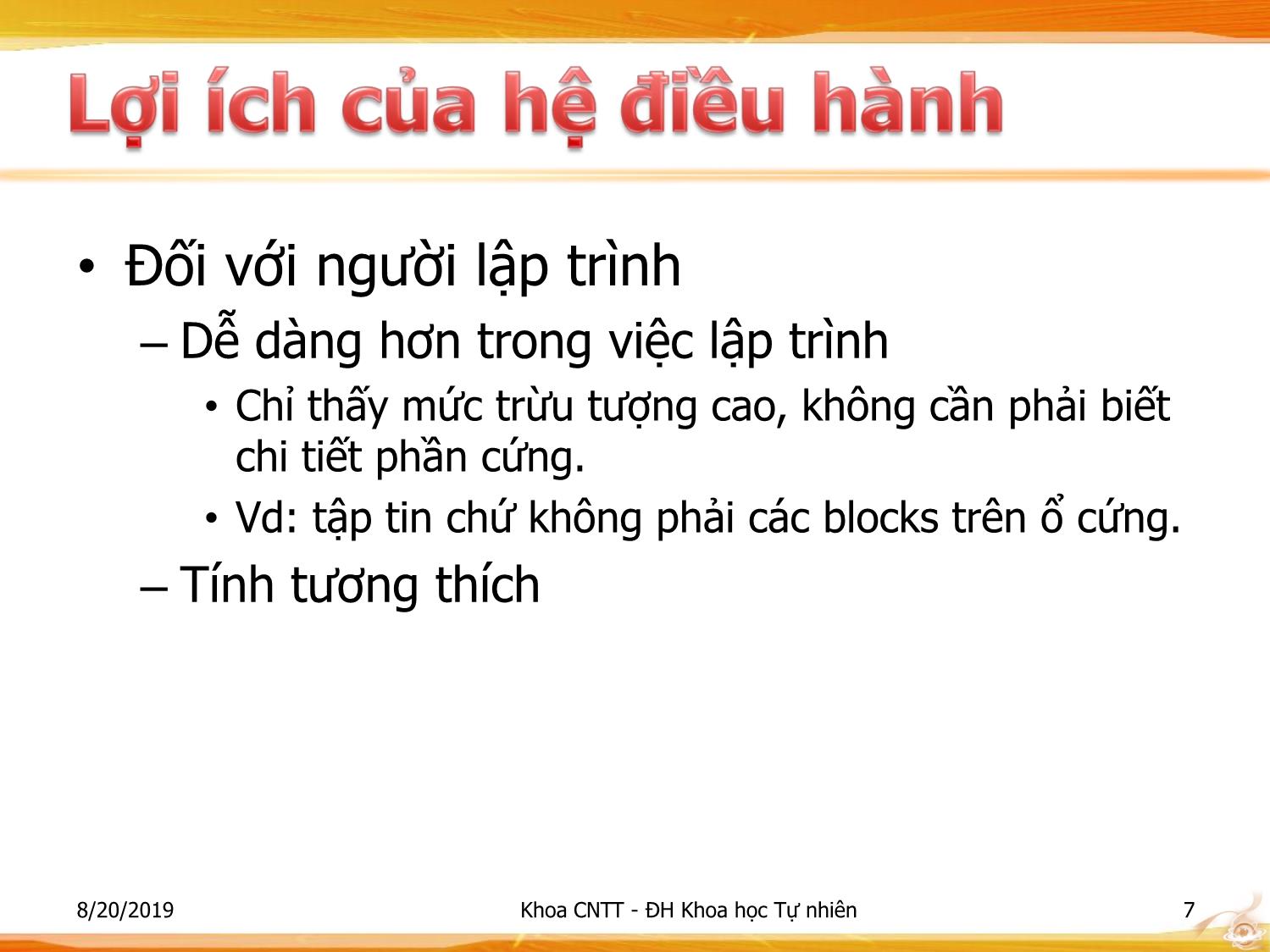 Bài giảng Nhập môn Công nghệ thông tin 1 - Chương 2: Giới thiệu về hệ điều hành trang 7