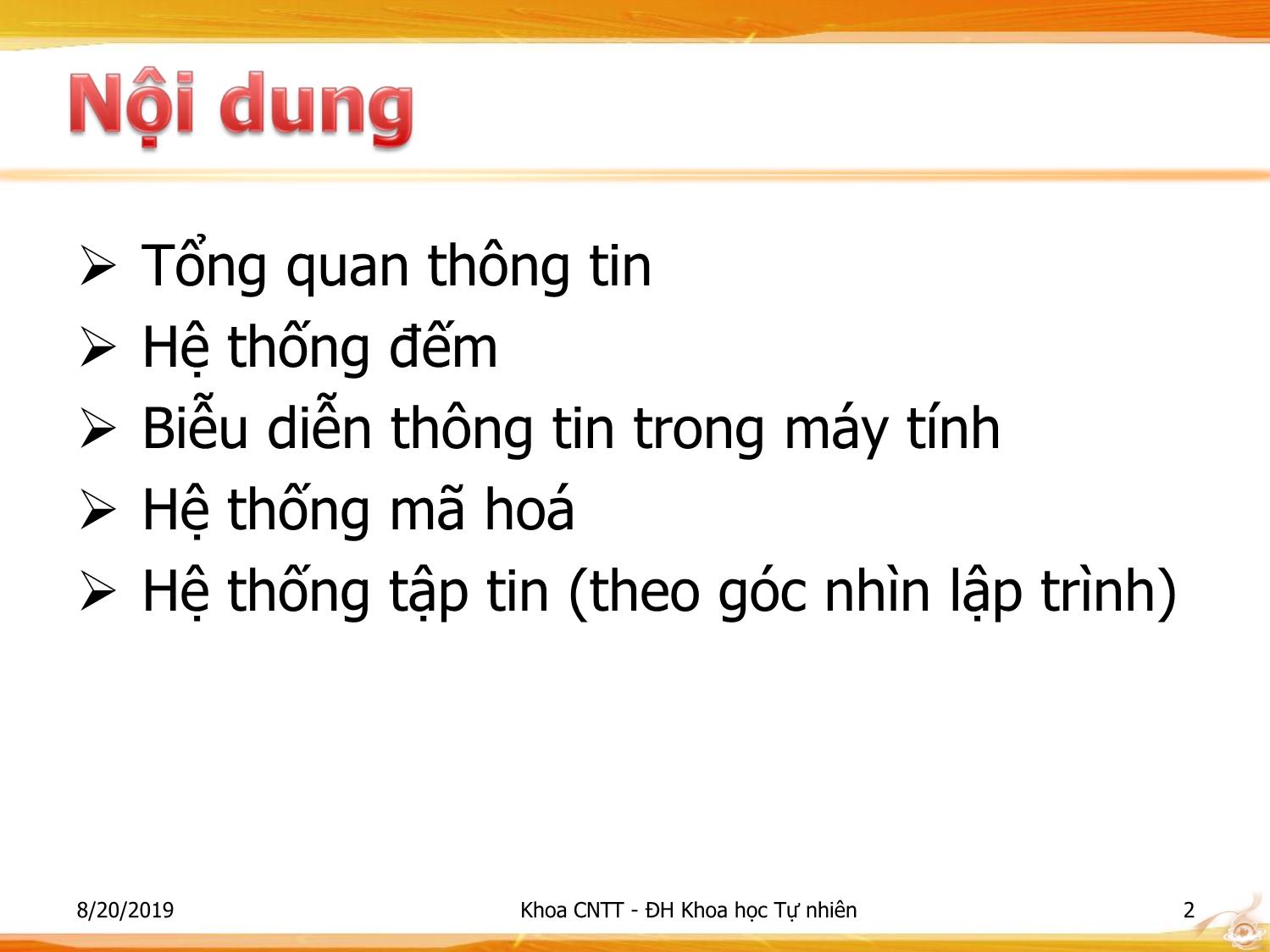 Bài giảng Nhập môn Công nghệ thông tin 1 - Chương 3: Kiến thức cơ sở trang 2