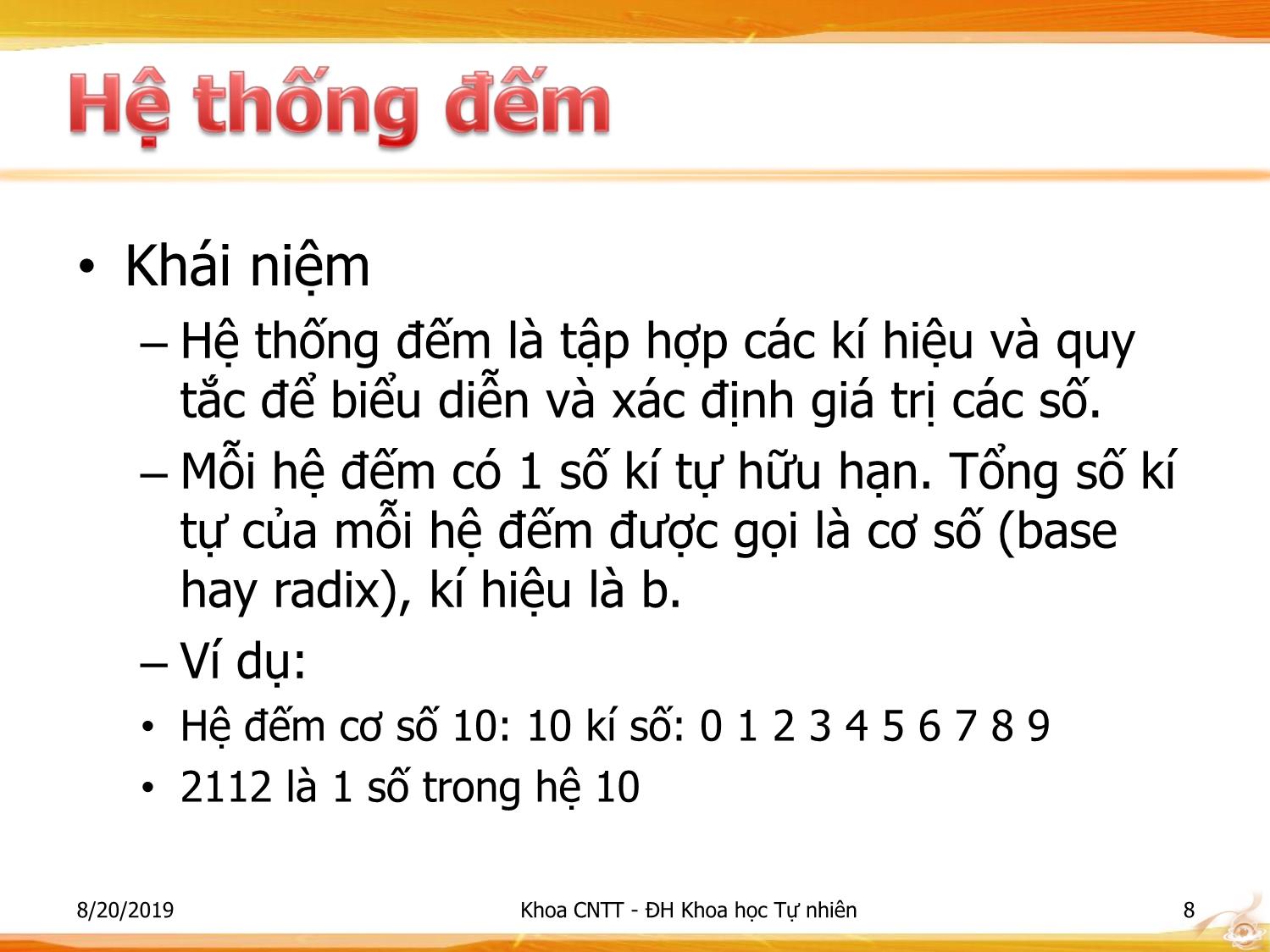 Bài giảng Nhập môn Công nghệ thông tin 1 - Chương 3: Kiến thức cơ sở trang 8