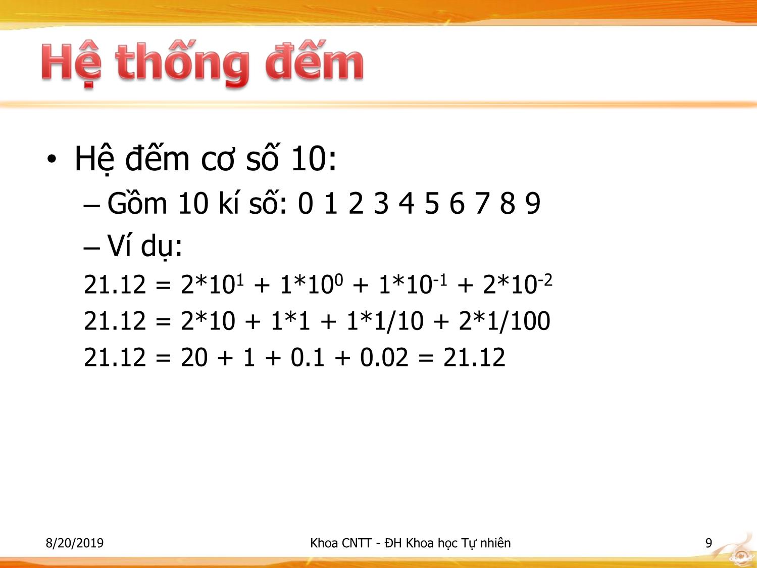 Bài giảng Nhập môn Công nghệ thông tin 1 - Chương 3: Kiến thức cơ sở trang 9