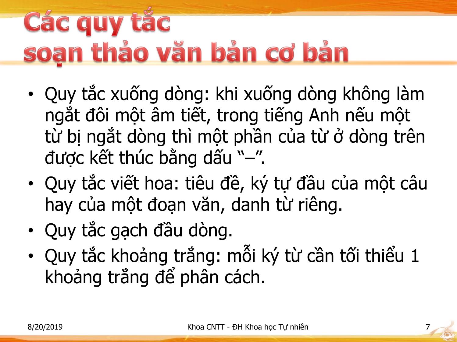 Bài giảng Nhập môn Công nghệ thông tin 1 - Chương 7: Văn bản và soạn thảo văn bản trang 7