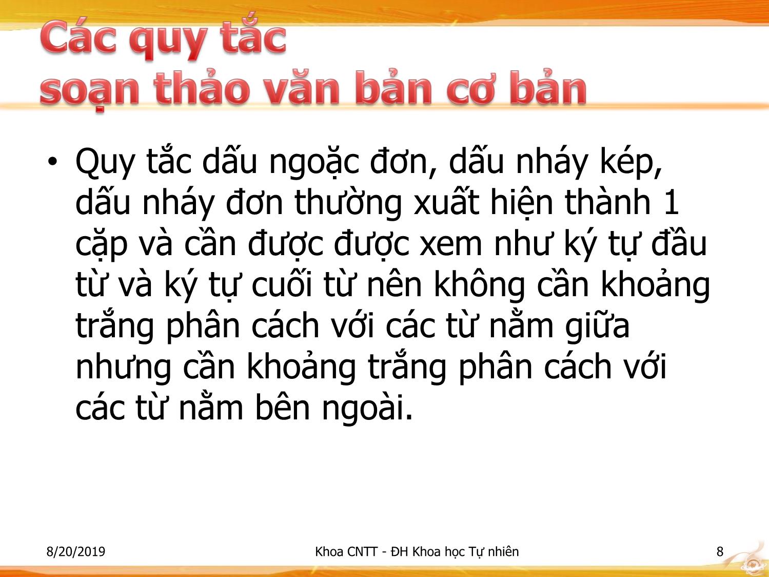 Bài giảng Nhập môn Công nghệ thông tin 1 - Chương 7: Văn bản và soạn thảo văn bản trang 8