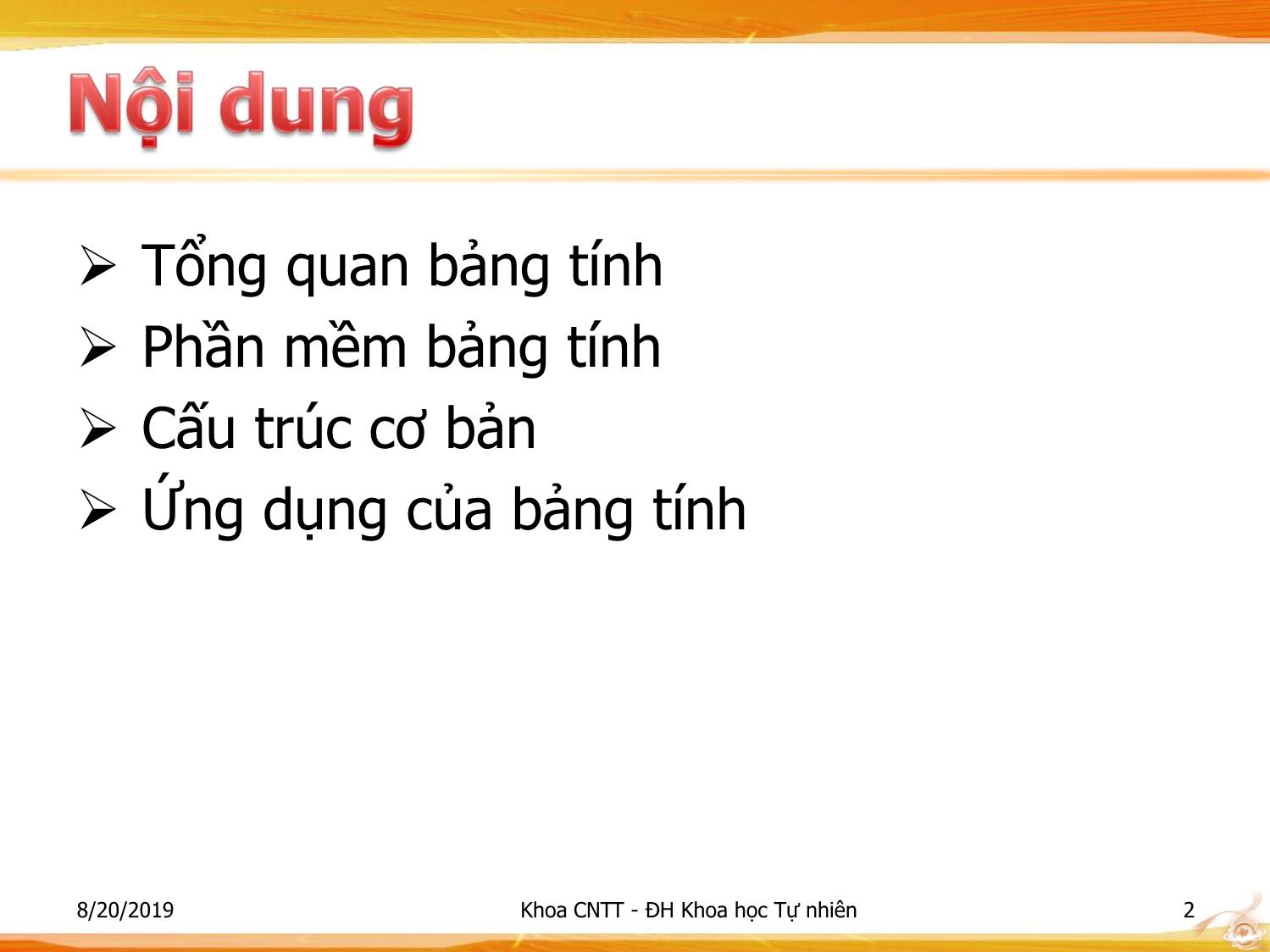 Bài giảng Nhập môn Công nghệ thông tin 1 - Chương 9: Xử lý bảng tính trang 2