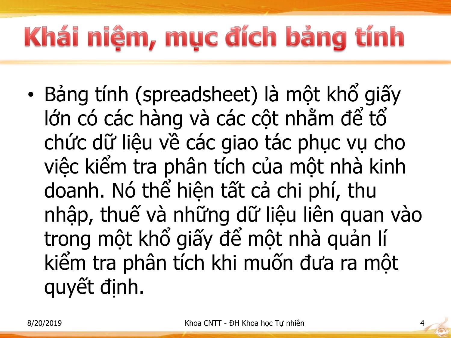 Bài giảng Nhập môn Công nghệ thông tin 1 - Chương 9: Xử lý bảng tính trang 4