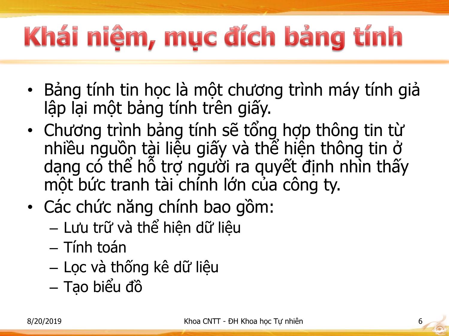 Bài giảng Nhập môn Công nghệ thông tin 1 - Chương 9: Xử lý bảng tính trang 6