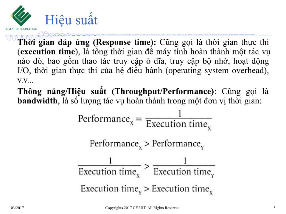 Bài giảng Kiến trúc máy tính - Tuần 2: Hiệu suất máy tính trang 3