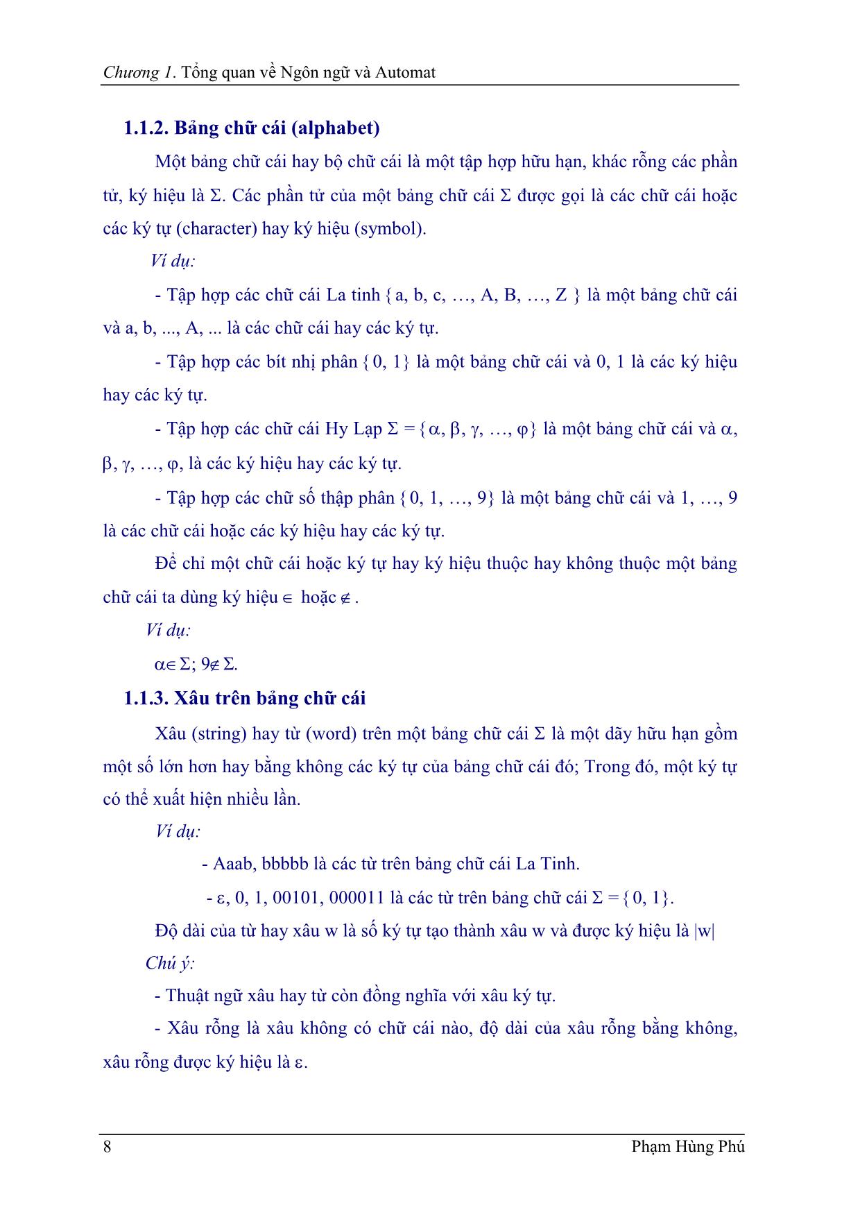Giáo trình Ngôn ngữ hình thức trang 9