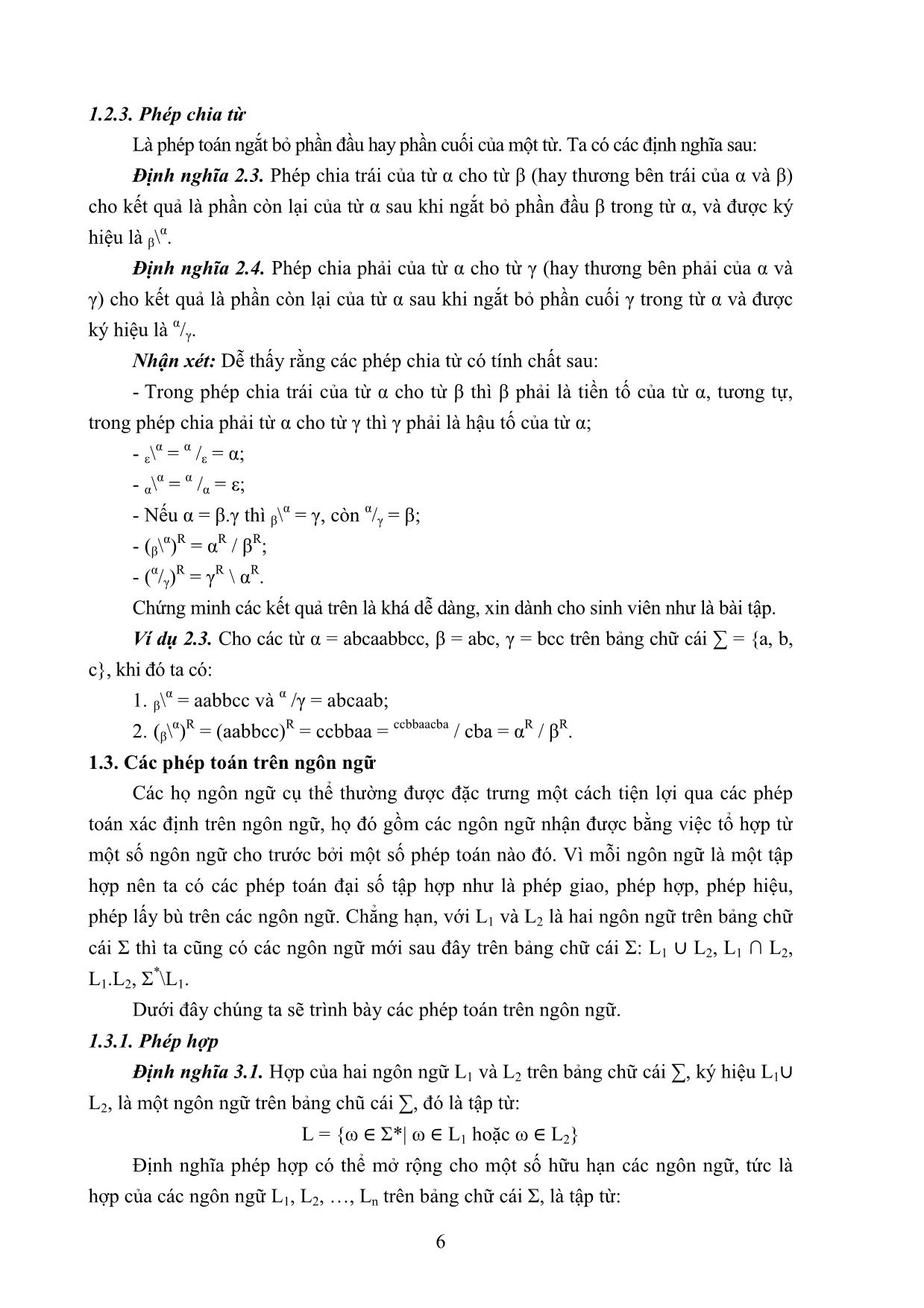 Giáo trình môn Ngôn ngữ hình thức trang 10