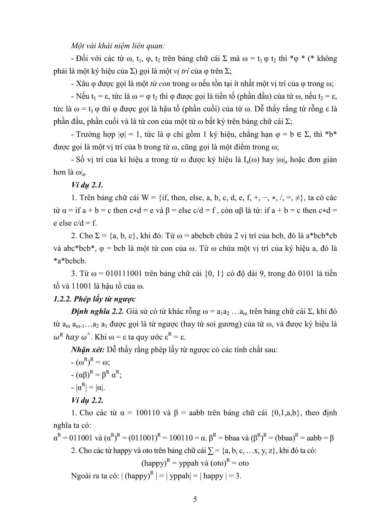 Giáo trình môn Ngôn ngữ hình thức trang 9