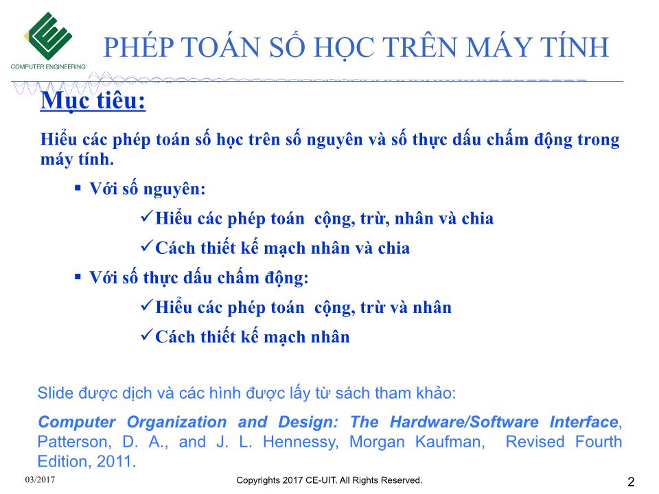 Bài giảng Kiến trúc máy tính - Tuần 6: Phép toán số học trên máy tính trang 2