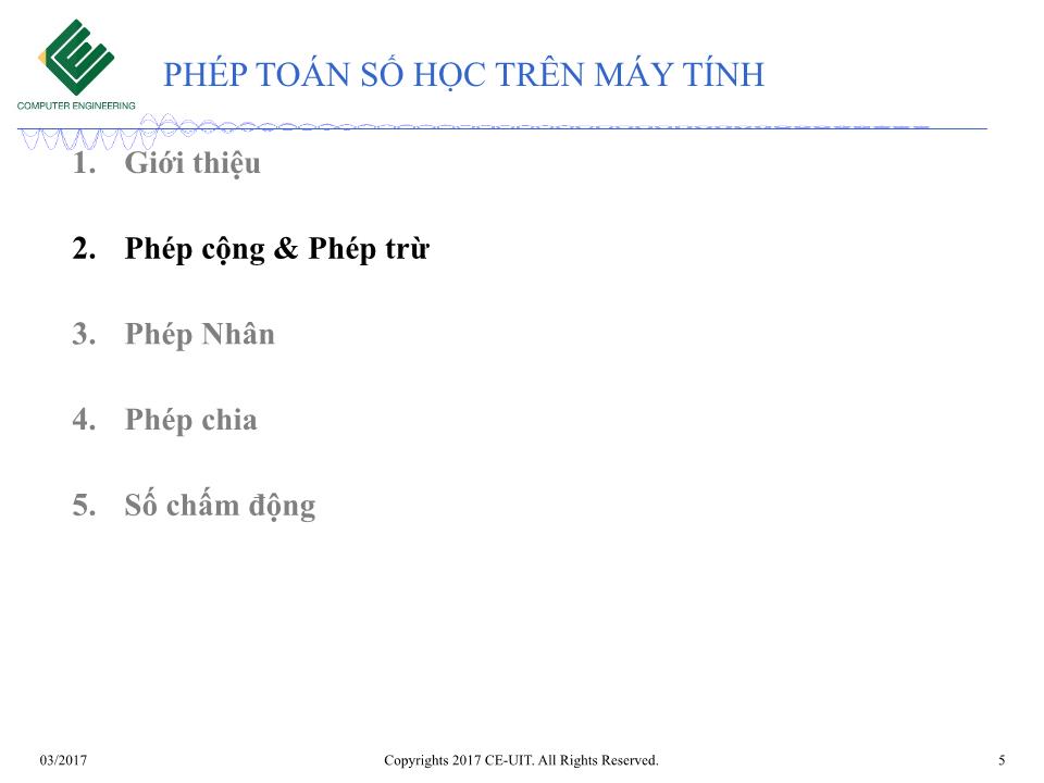 Bài giảng Kiến trúc máy tính - Tuần 6: Phép toán số học trên máy tính trang 5