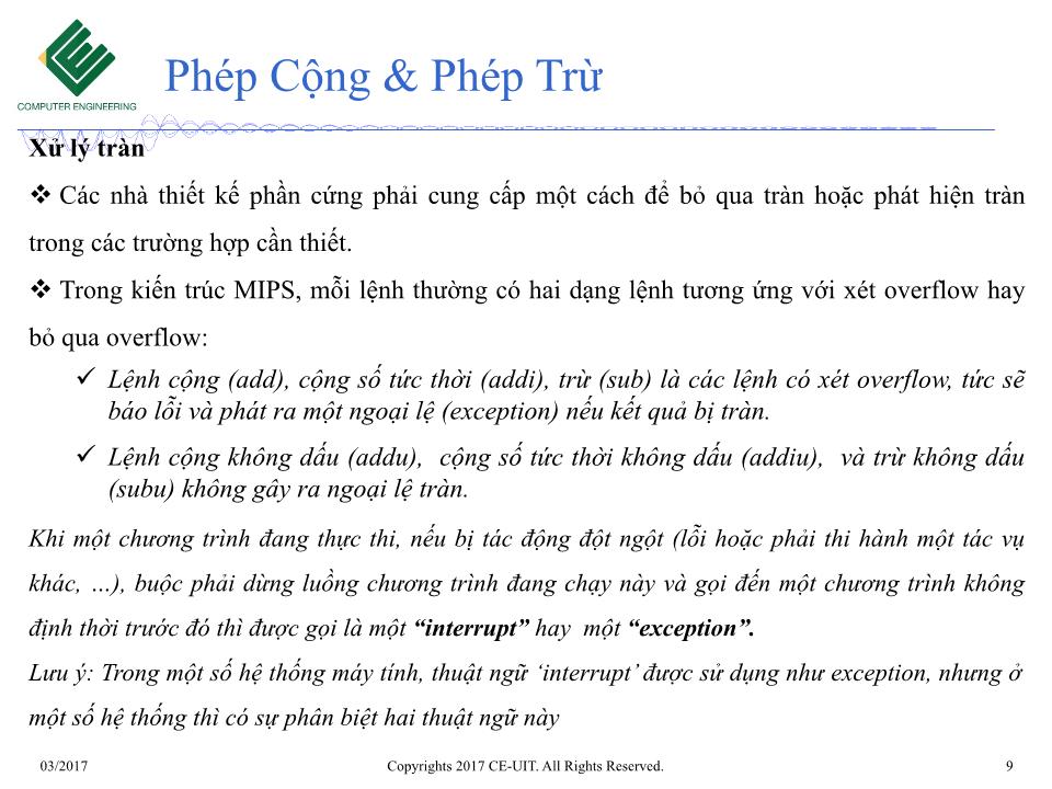 Bài giảng Kiến trúc máy tính - Tuần 6: Phép toán số học trên máy tính trang 9