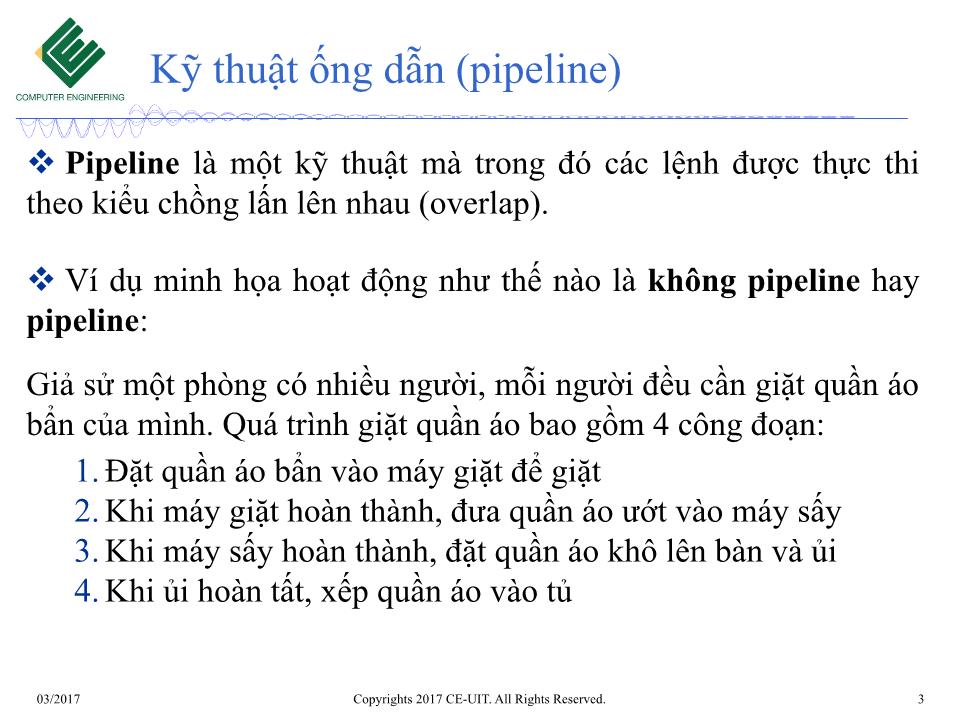 Bài giảng Kiến trúc máy tính - Tuần 13: Kỹ thuật ống dẫn (Pipeline) trang 3