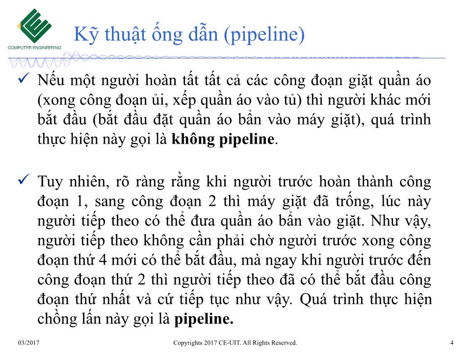 Bài giảng Kiến trúc máy tính - Tuần 13: Kỹ thuật ống dẫn (Pipeline) trang 4