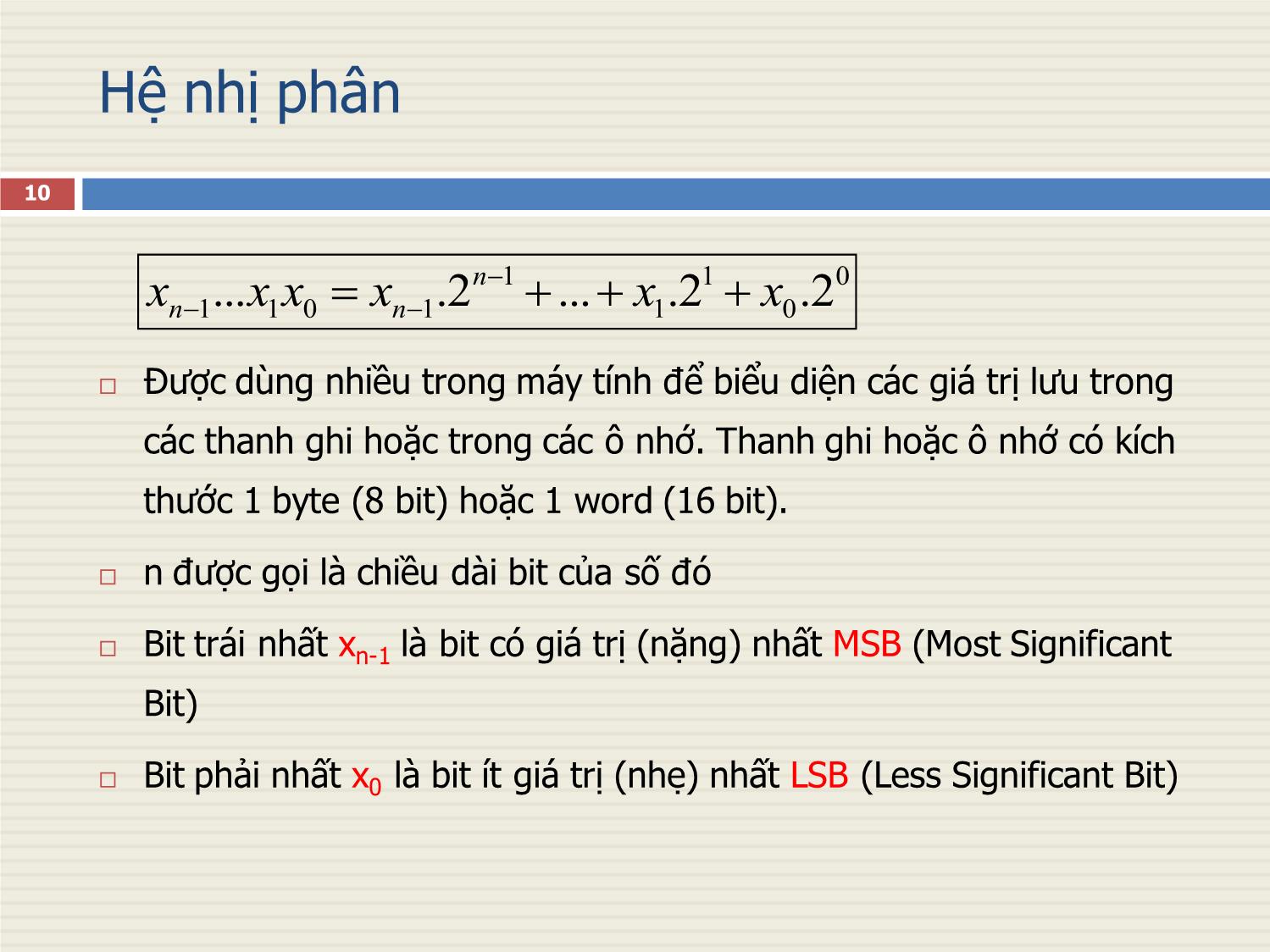 Bài giảng Kiến trúc máy tính & Hợp ngữ - Chương 2: Biểu diễn số nguyên trang 10