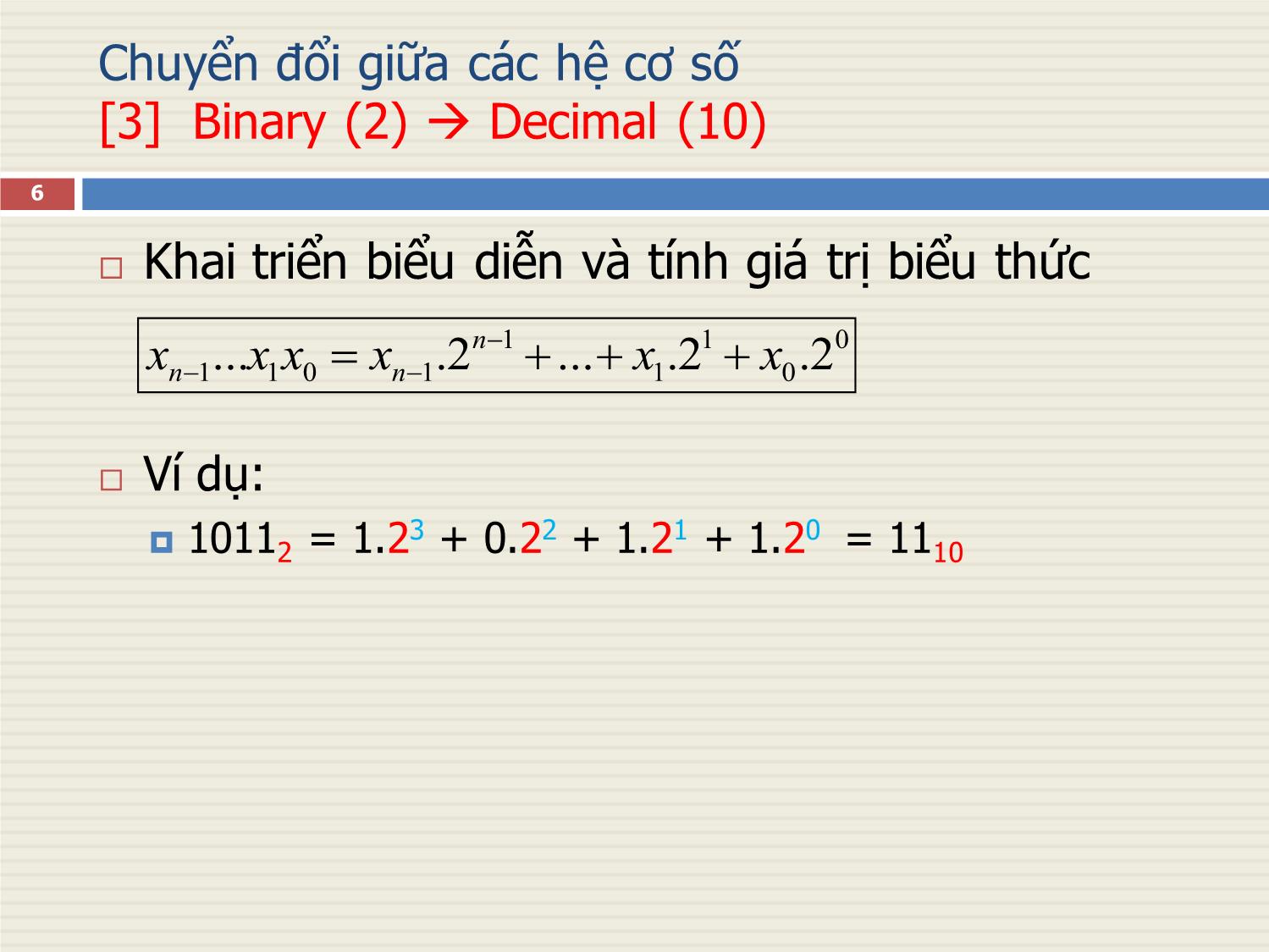 Bài giảng Kiến trúc máy tính & Hợp ngữ - Chương 2: Biểu diễn số nguyên trang 6