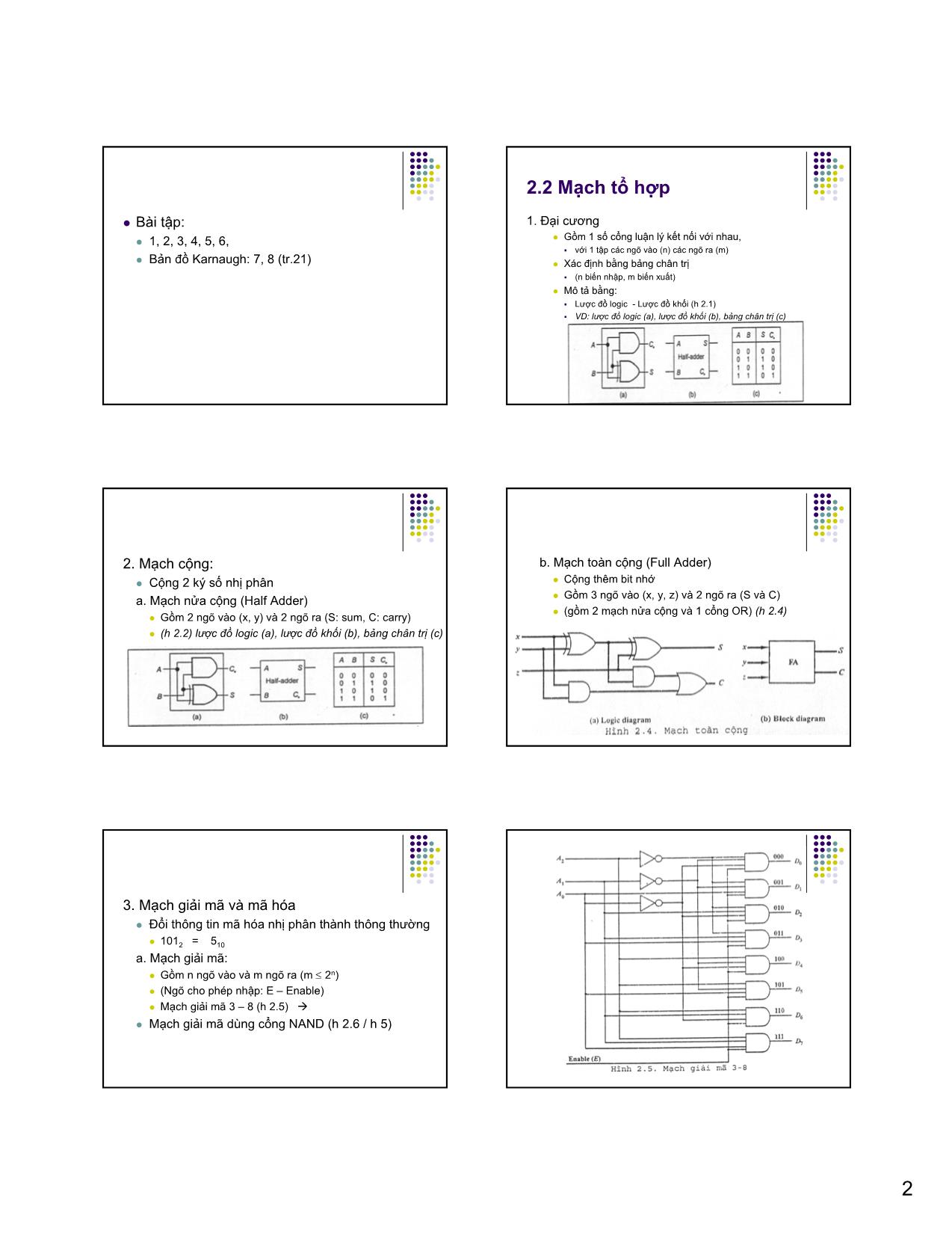 Bài giảng Kiến trúc máy tính & Hợp ngữ - Chương 2: Mức logic số trang 2