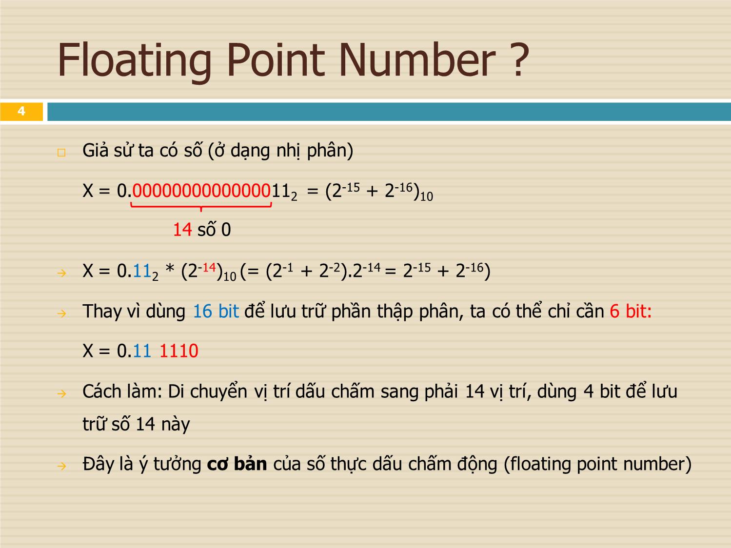 Bài giảng Kiến trúc máy tính & Hợp ngữ - Chương 3: Biểu diễn số thực trang 4