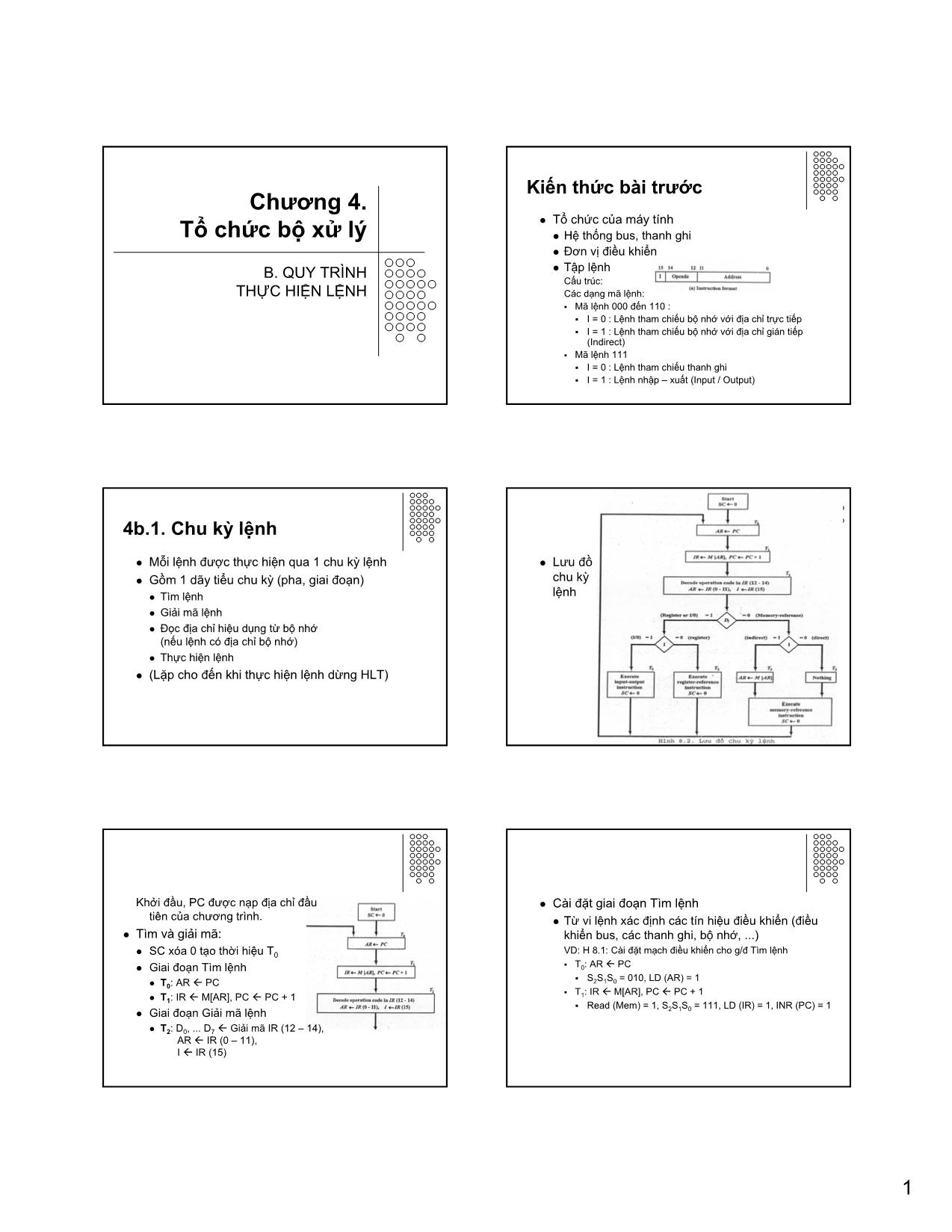 Bài giảng Kiến trúc máy tính & Hợp ngữ - Chương 4: Tổ chức bộ xử lý (Phần 2) trang 1