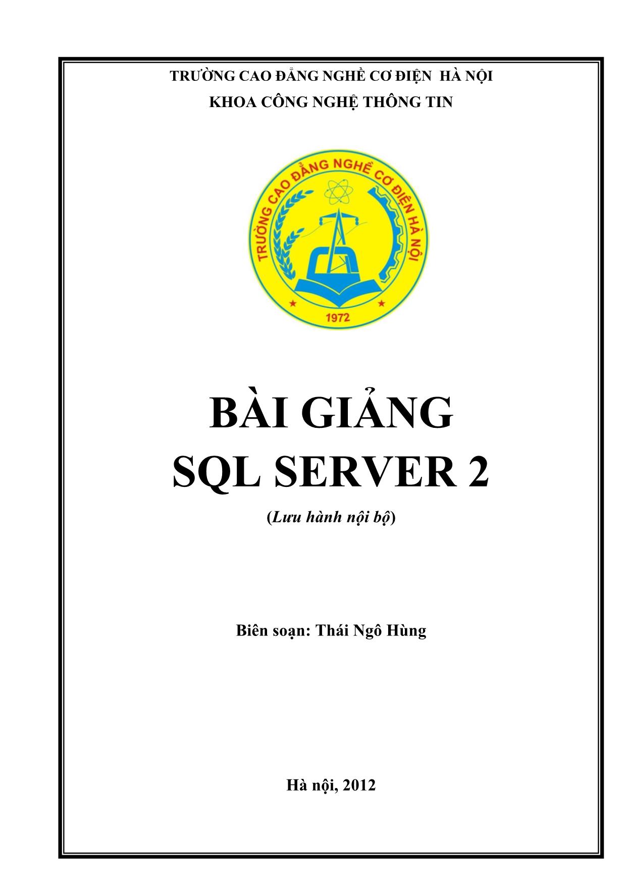 Giáo trình SQL Server 2 trang 1