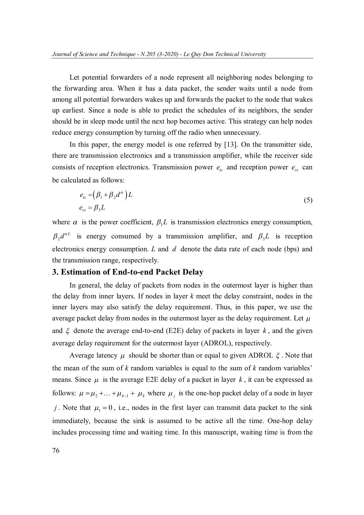 Determining node density to guarantee average latency in duty-Cycled wireless sensor networks trang 5