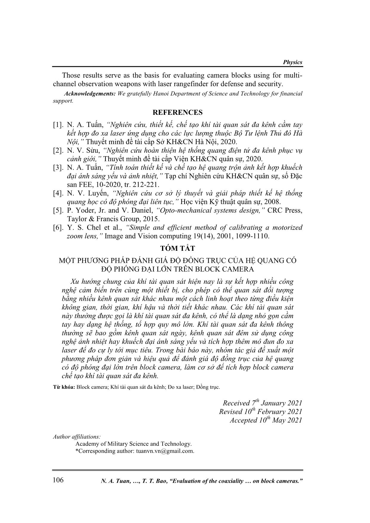 Evaluation of the coaxiality of optical systems with large magnification on block cameras trang 6