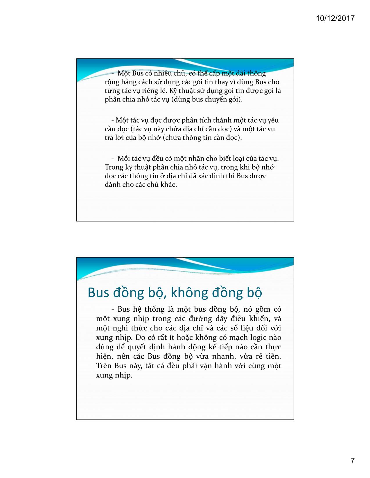 Bài giảng Kiến trúc máy tính & Hợp ngữ - Chương: Hệ thống Bus trang 7