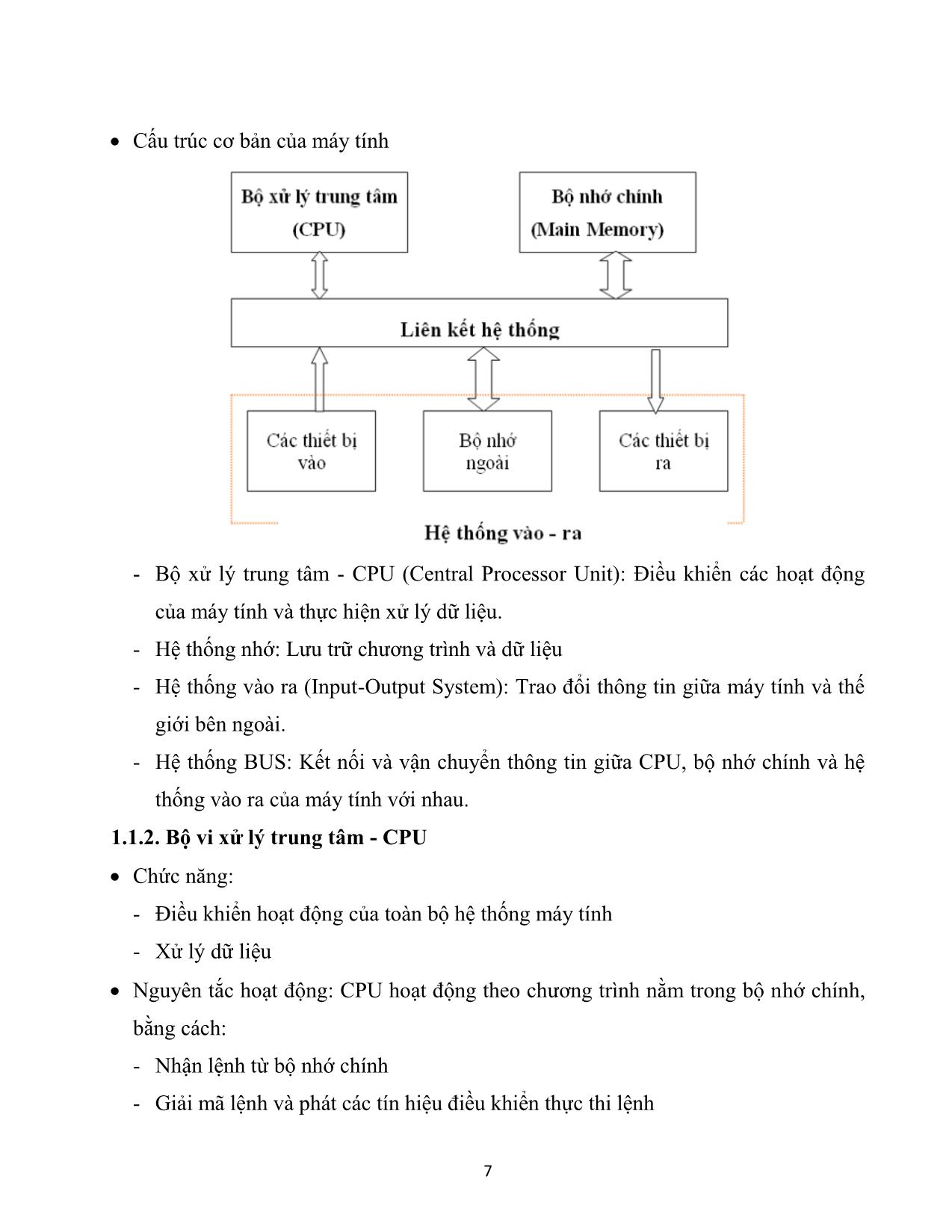 Giáo trình Kiến trúc máy tính - Kỹ thuật lắp ráp, sửa chữa máy tính trang 7