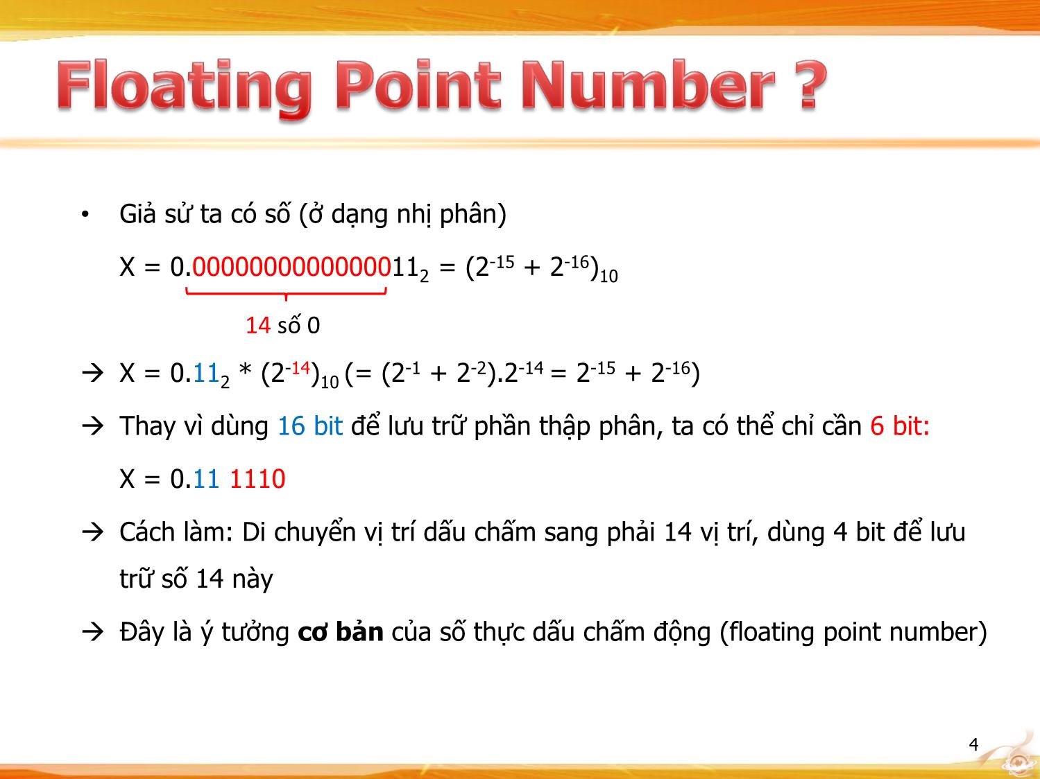 Bài giảng Kiến trúc máy tính - Chương: Biểu diễn số chấm động trang 4