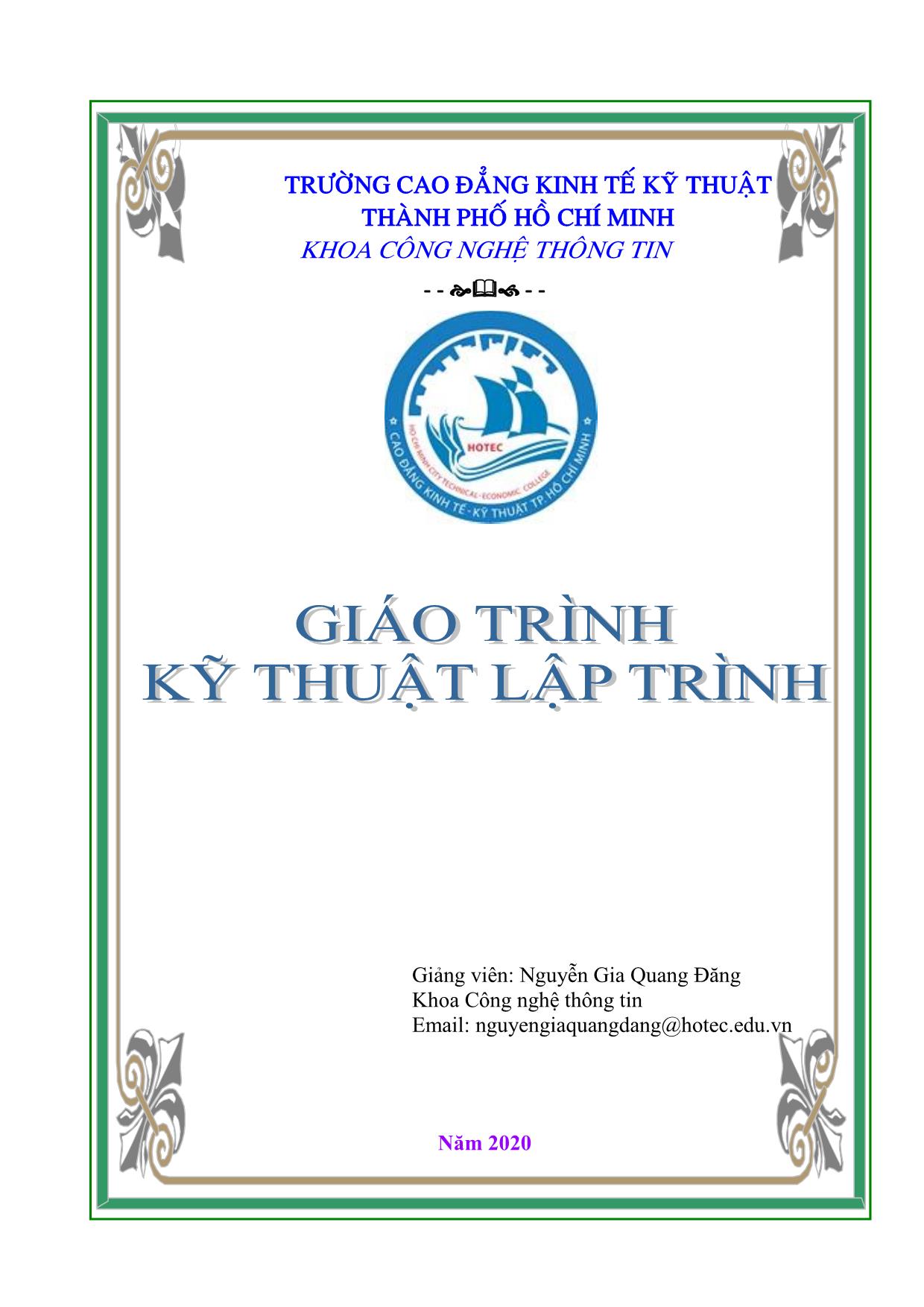 Giáo trình Kỹ thuật lập trình - Nguyễn Gia Quang Đăng trang 1