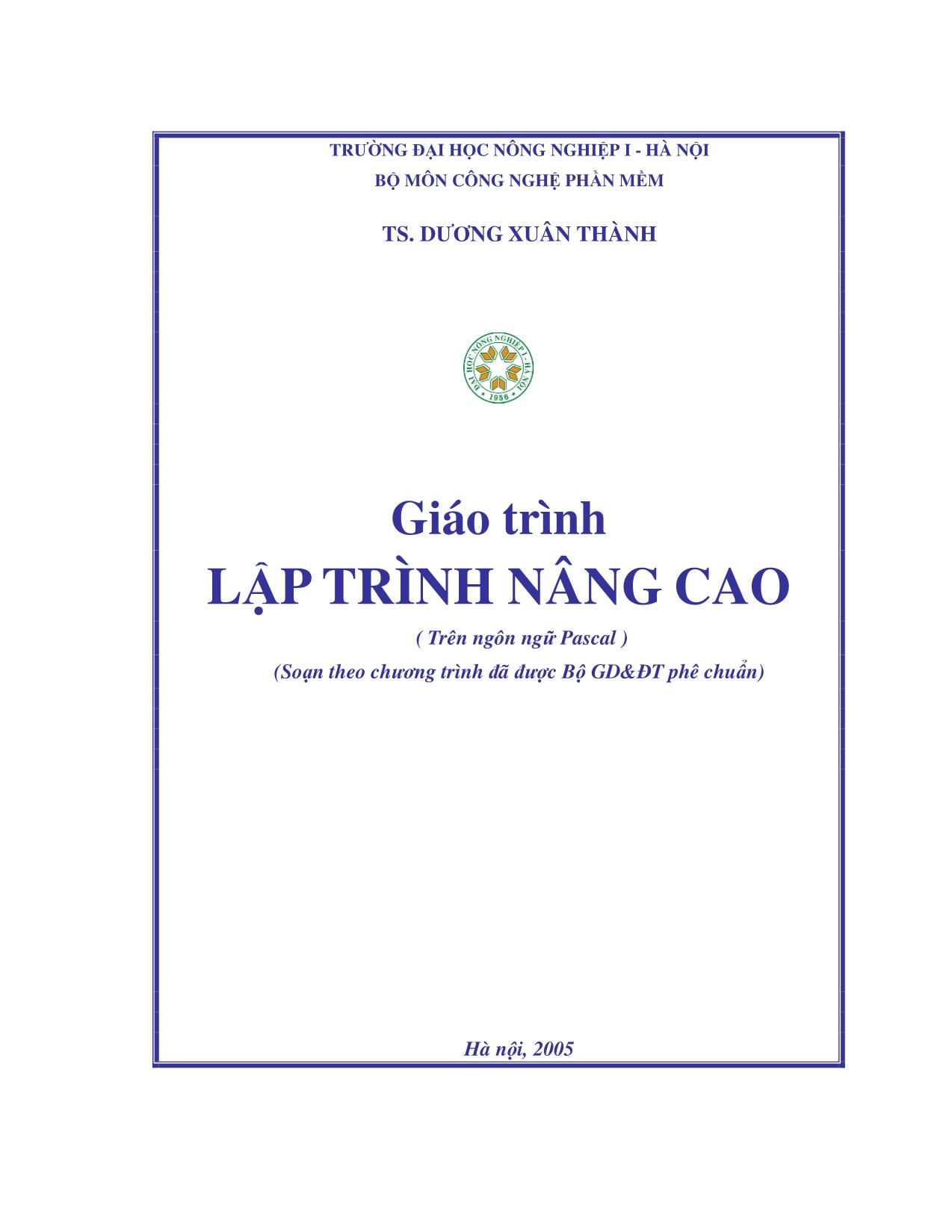 Giáo trình Lập trình nâng cao trang 1