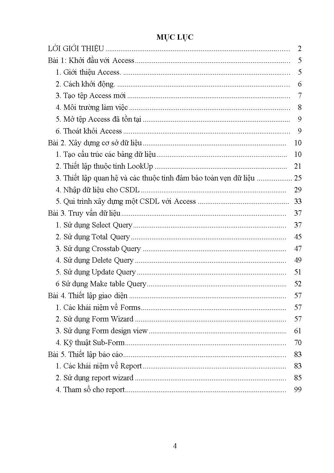 Giáo trình Lập trình quản lý Access - Lập trình máy tính trang 4