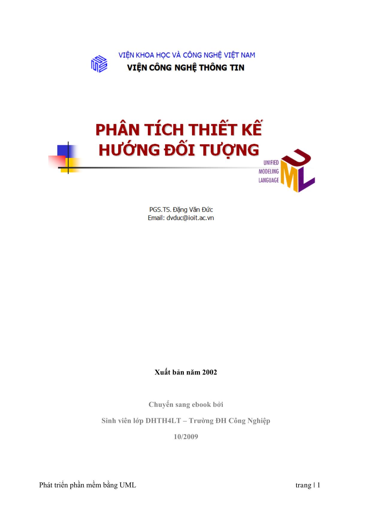 Giáo trình Phân tích thiết kế hướng đối tượng (Phần 1) trang 1