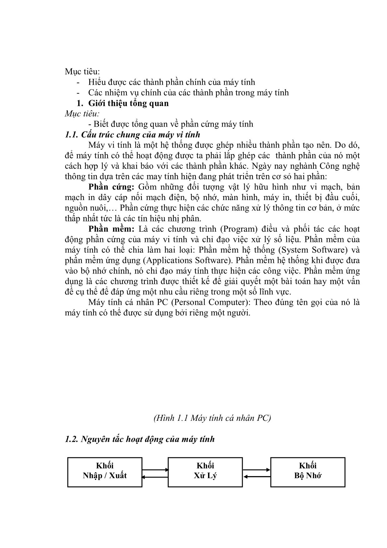 Giáo trình Lắp ráp và cài đặt máy tính - Bài mở đầu: Các thành phần cơ bản của máy tính trang 7