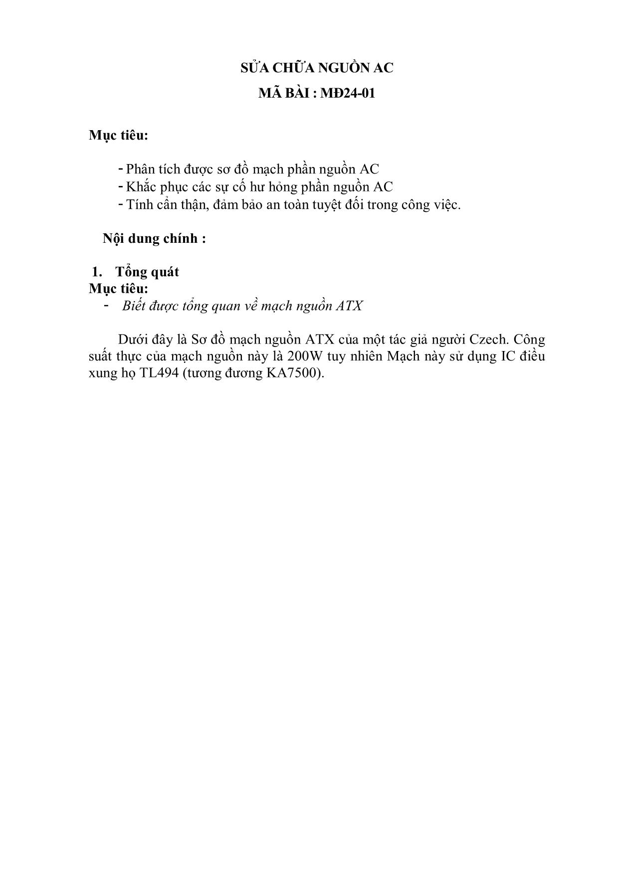 Giáo trình Sửa chữa bộ nguồn (Phần 1) trang 6
