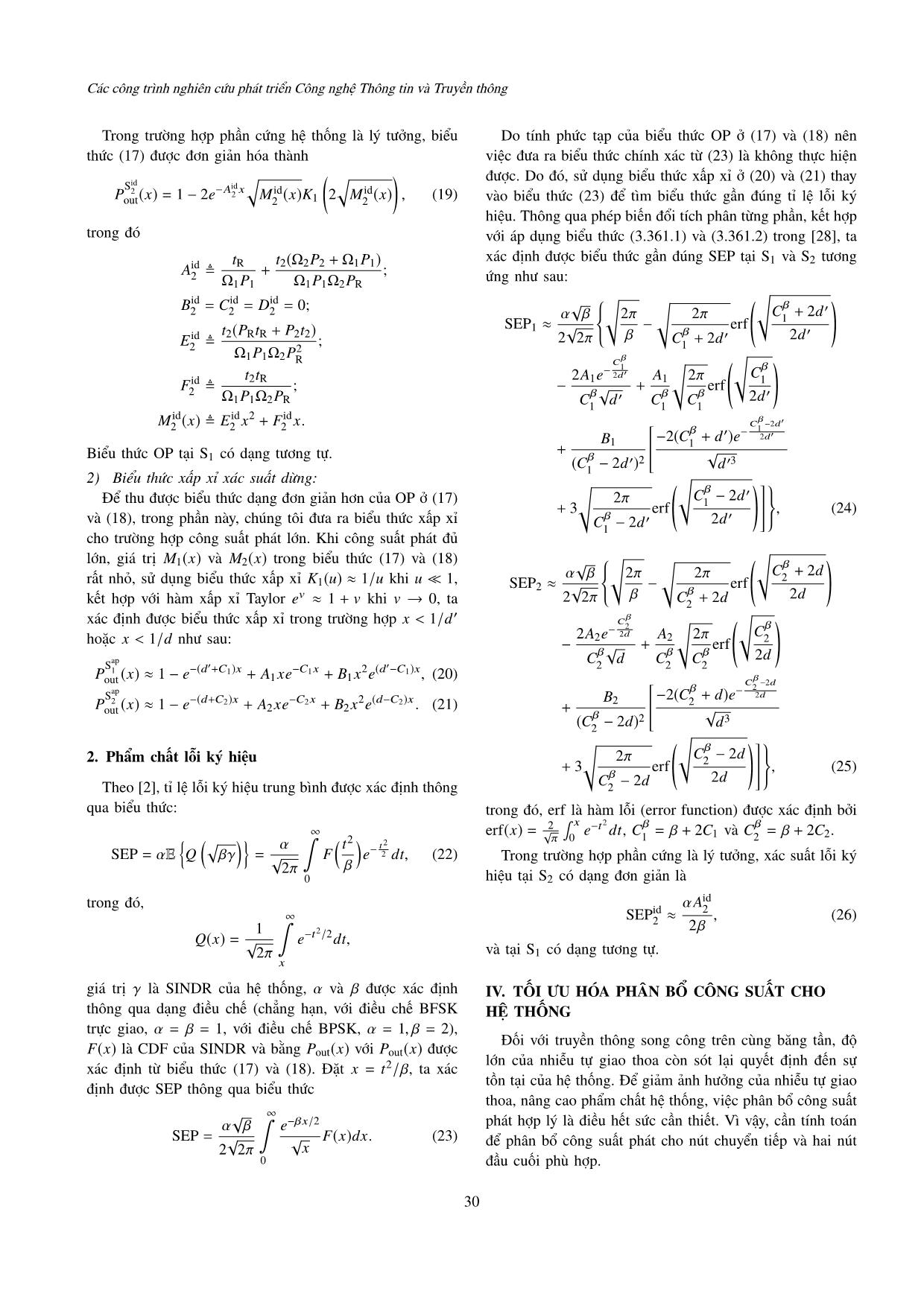 Đánh giá phẩm chất mạng chuyển tiếp song công hai chiều trên cùng băng tần dưới tác động của phần cứng không lý tưởng trang 5