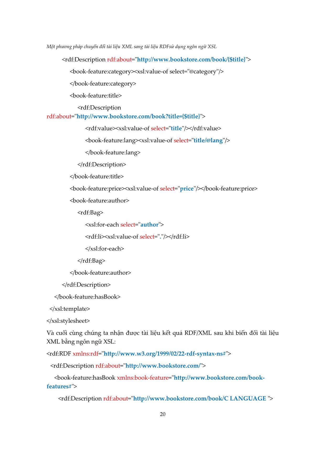 Một phương pháp chuyển đổi tài liệu XML sang tài liệu rdf sử dụng ngôn ngữ XSL trang 8