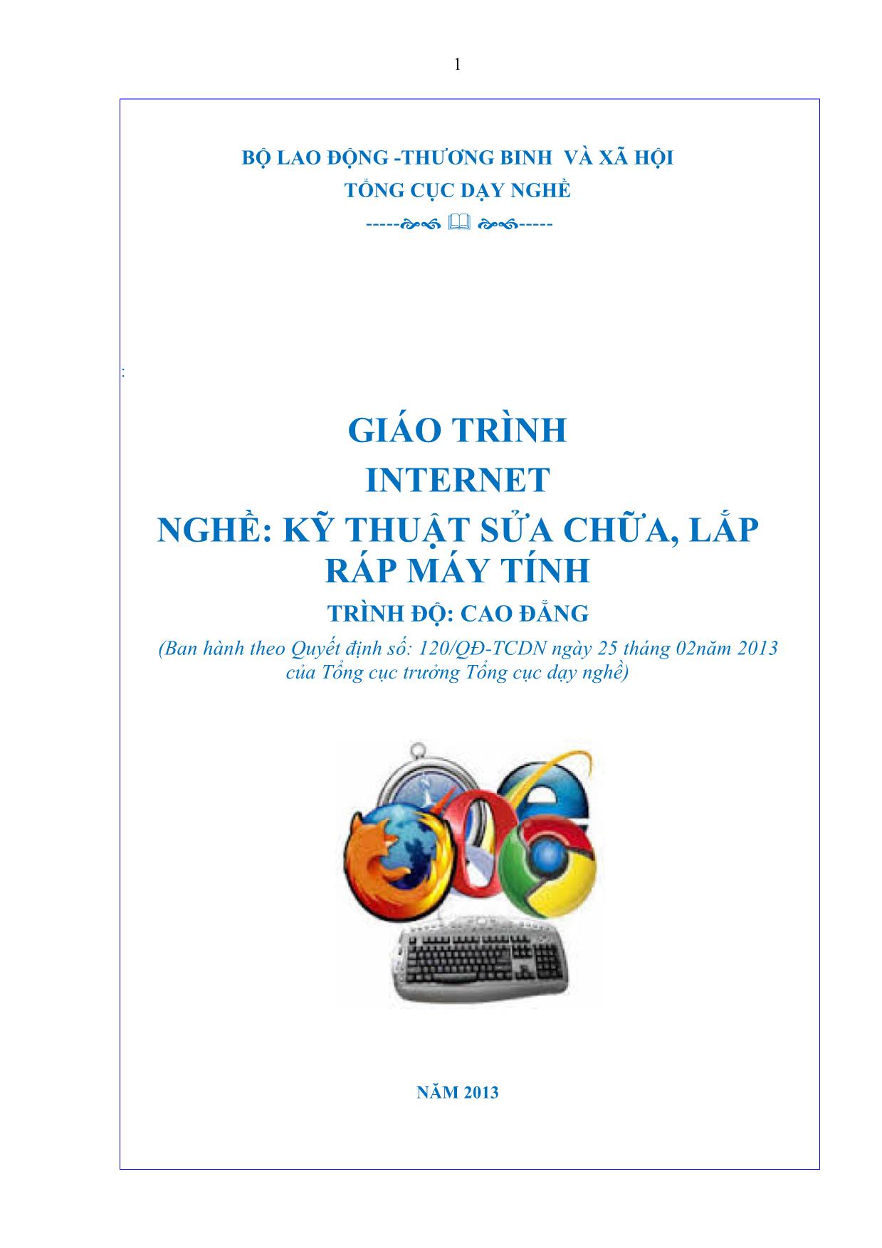 Giáo trình Internet - Bài 1: Phương thức kết nối Internet trang 1