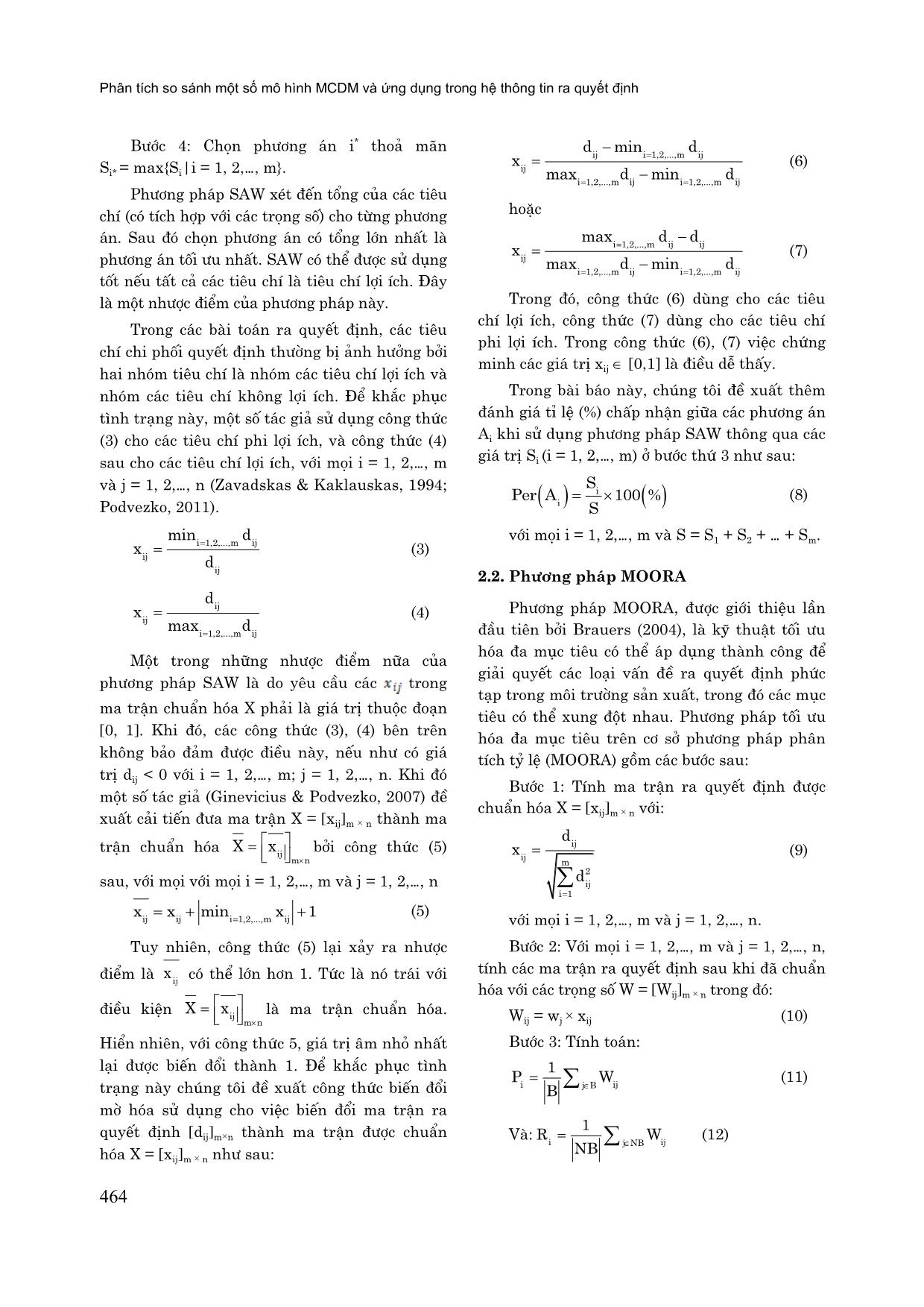 Phân tích so sánh một số mô hình MCDM và ứng dụng trong hệ thông tin ra quyết định trang 3