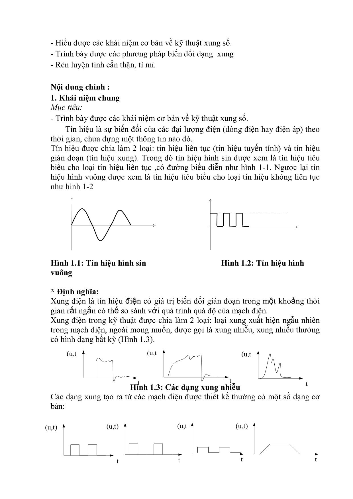 Giáo trình Kỹ thuật xung số - Bài mở đầu: Các khái niệm cơ bản về kỹ thuật xung số trang 6