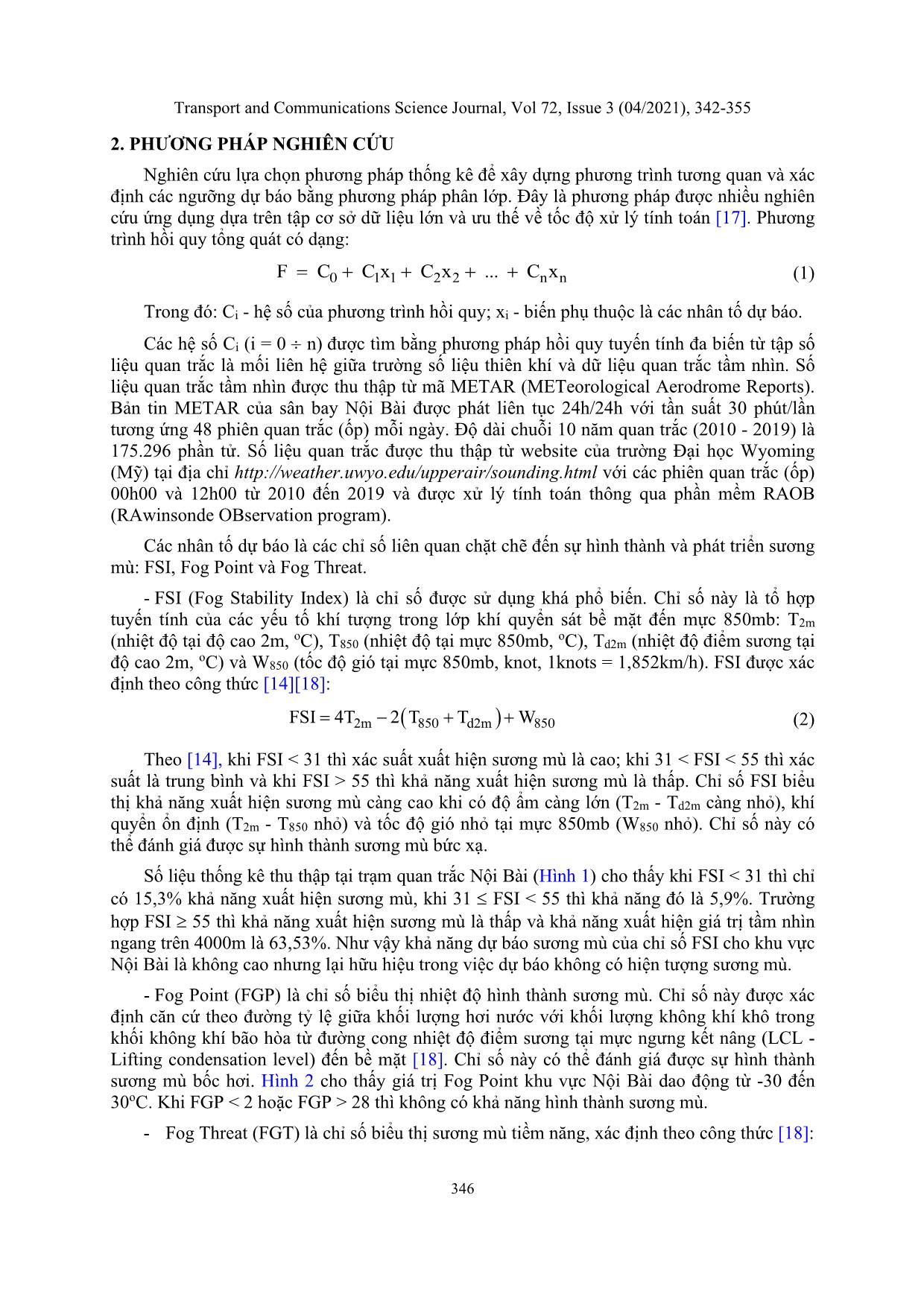 An algorithm for mist and fog forecasting for Noi Bai international airport, Ha Noi, Viet Nam trang 5