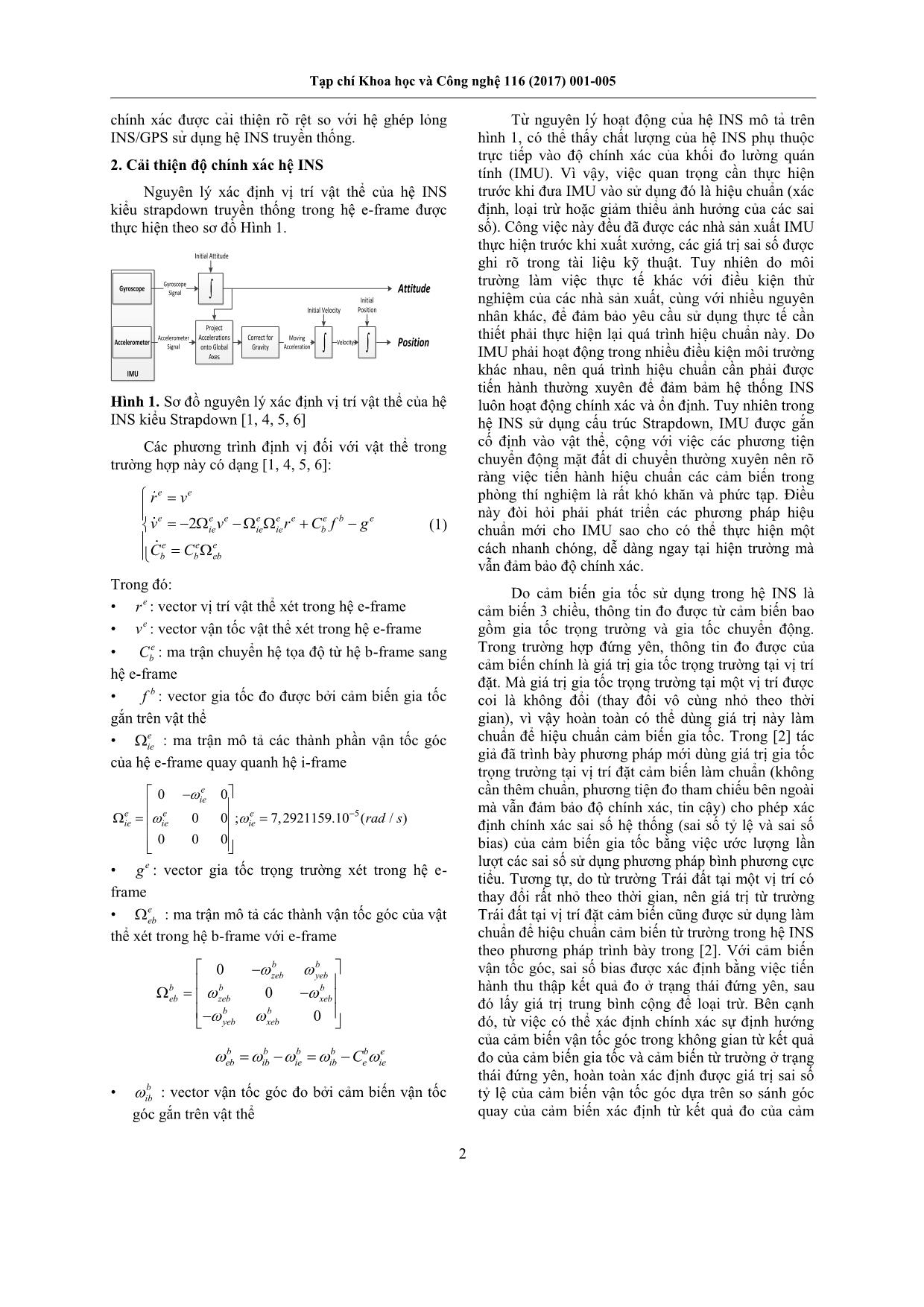 Xây dựng hệ INS/GPS theo cấu trúc ghép lỏng sử dụng bộ lọc Kalman trên cơ sở hệ INS đã được cải thiện độ chính xác trang 2