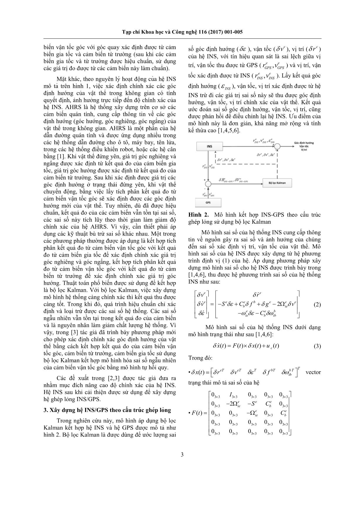Xây dựng hệ INS/GPS theo cấu trúc ghép lỏng sử dụng bộ lọc Kalman trên cơ sở hệ INS đã được cải thiện độ chính xác trang 3
