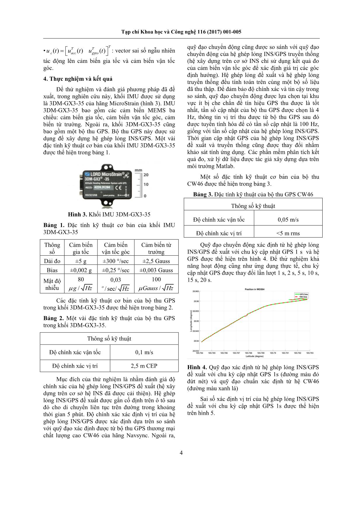 Xây dựng hệ INS/GPS theo cấu trúc ghép lỏng sử dụng bộ lọc Kalman trên cơ sở hệ INS đã được cải thiện độ chính xác trang 4
