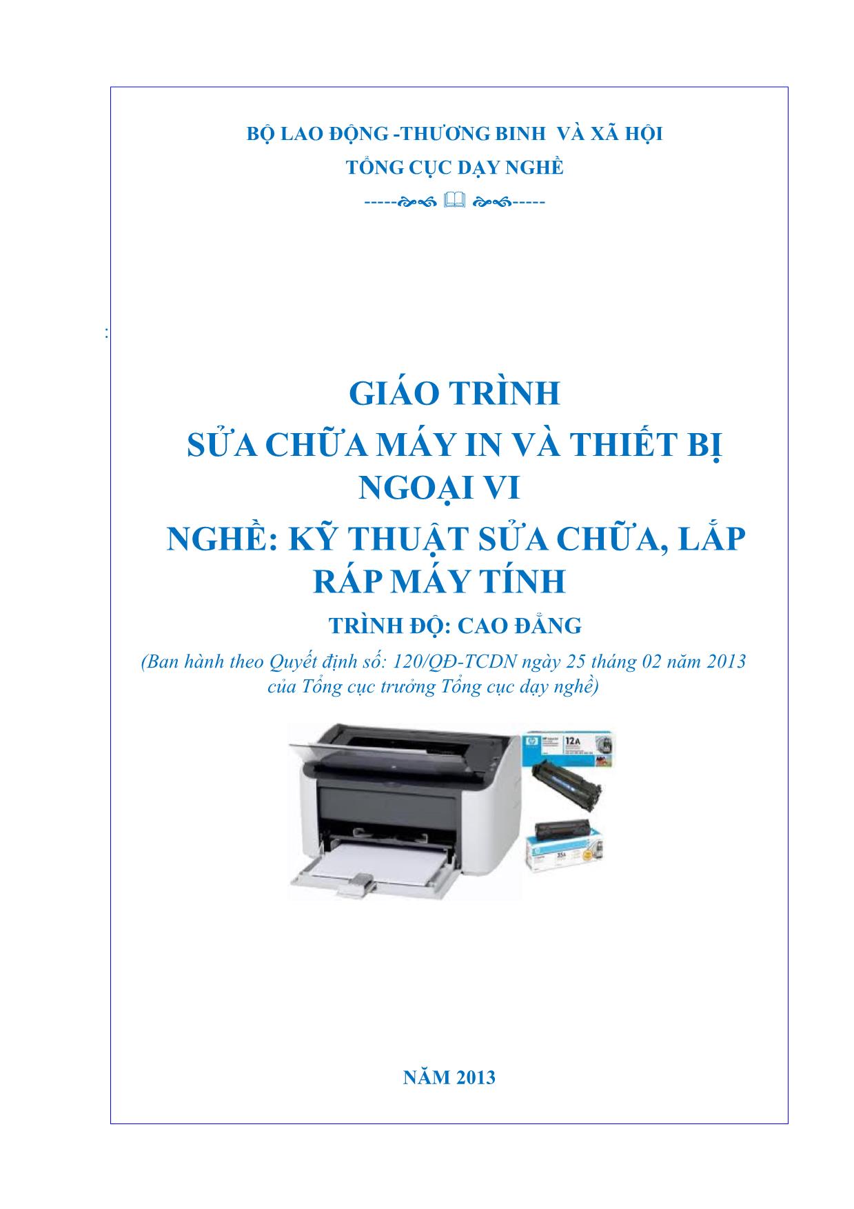 Giáo trình Sửa chữa máy in và thiết bị ngoại vi - Bài 1+2 trang 1