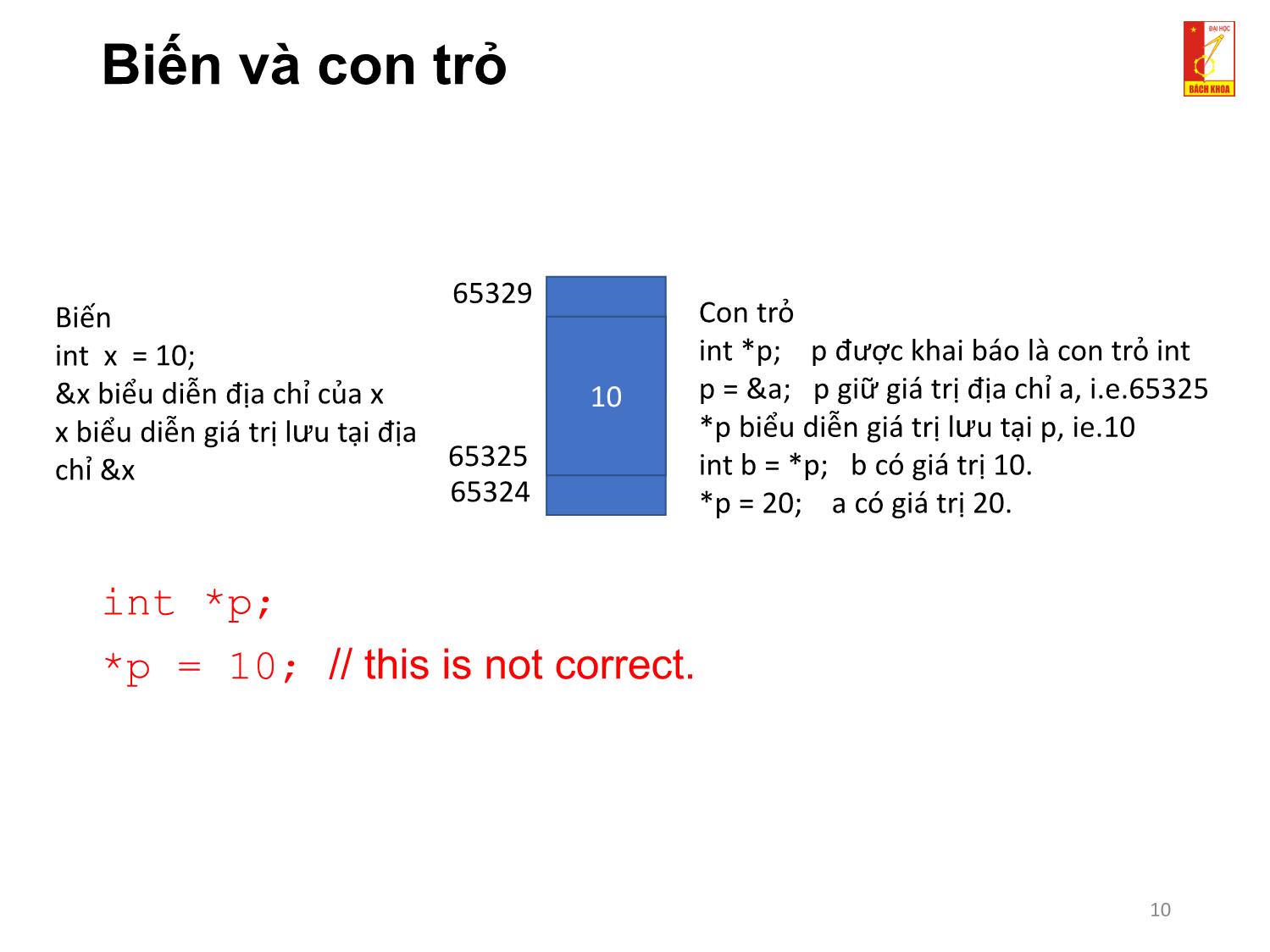 Bài giảng Kỹ thuật lập trình - Chương 2: Quản lý bộ nhớ trang 10