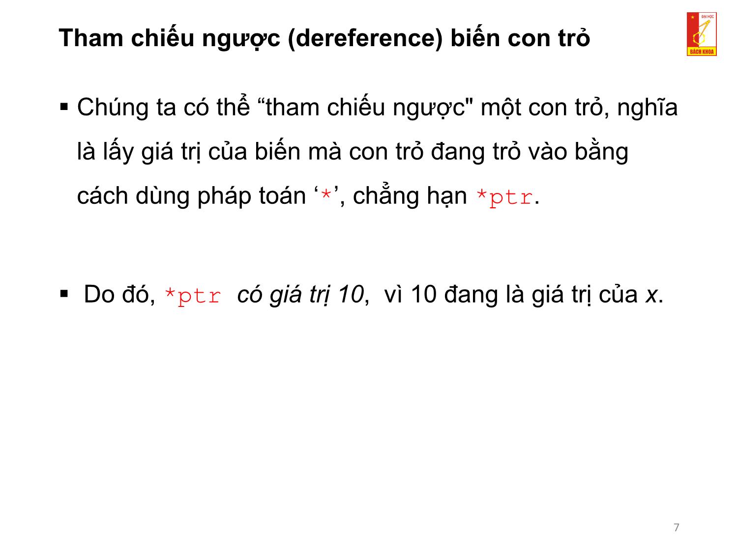 Bài giảng Kỹ thuật lập trình - Chương 2: Quản lý bộ nhớ trang 7