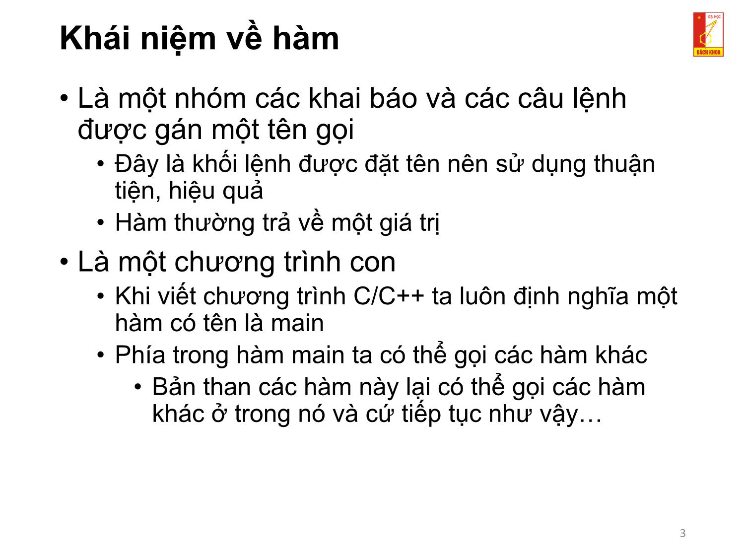 Bài giảng Kỹ thuật lập trình - Chương 3: Hàm trang 3