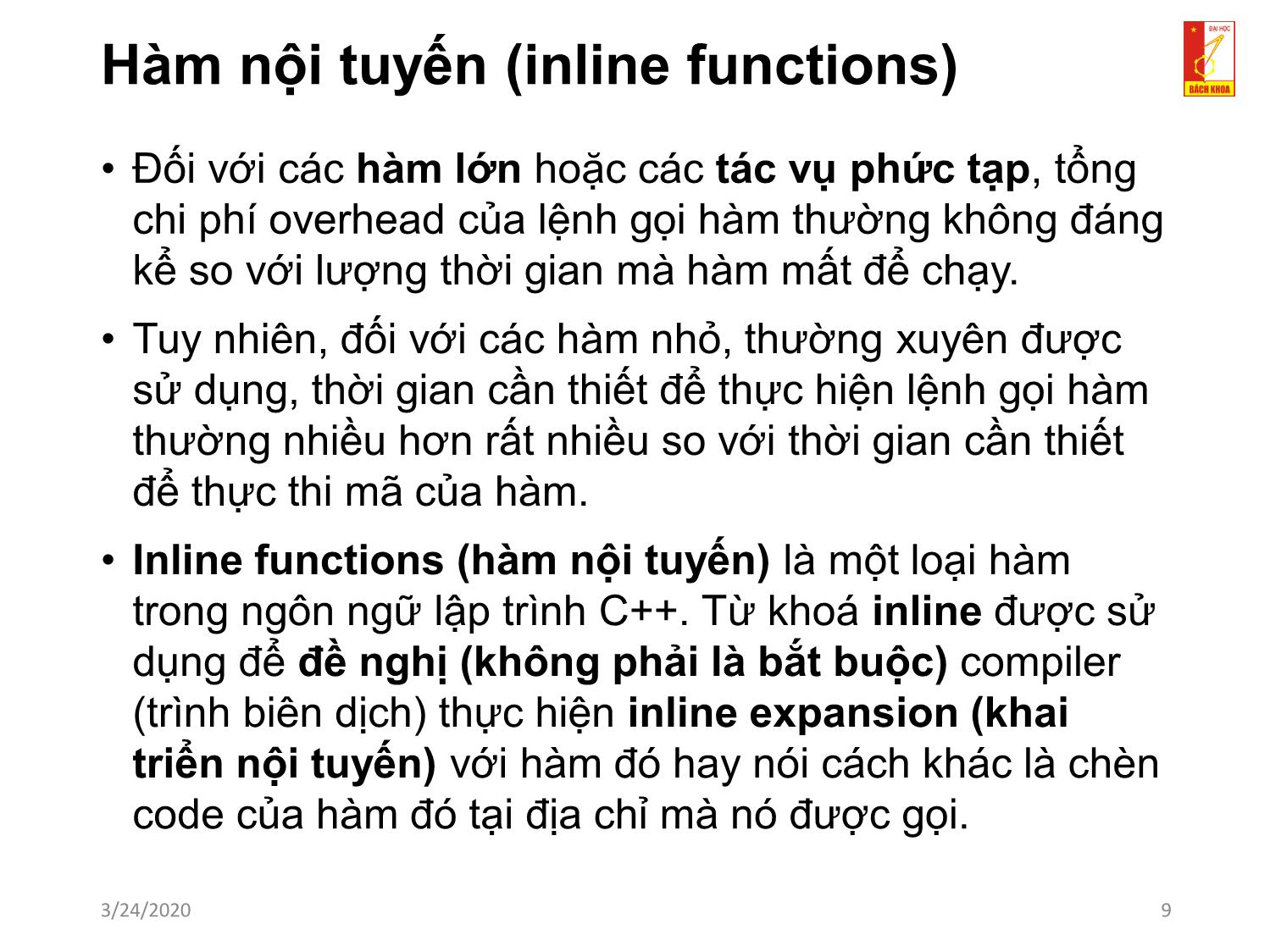 Bài giảng Kỹ thuật lập trình - Chương 4: Kỹ thuật viết mã nguồn hiệu quả trang 9