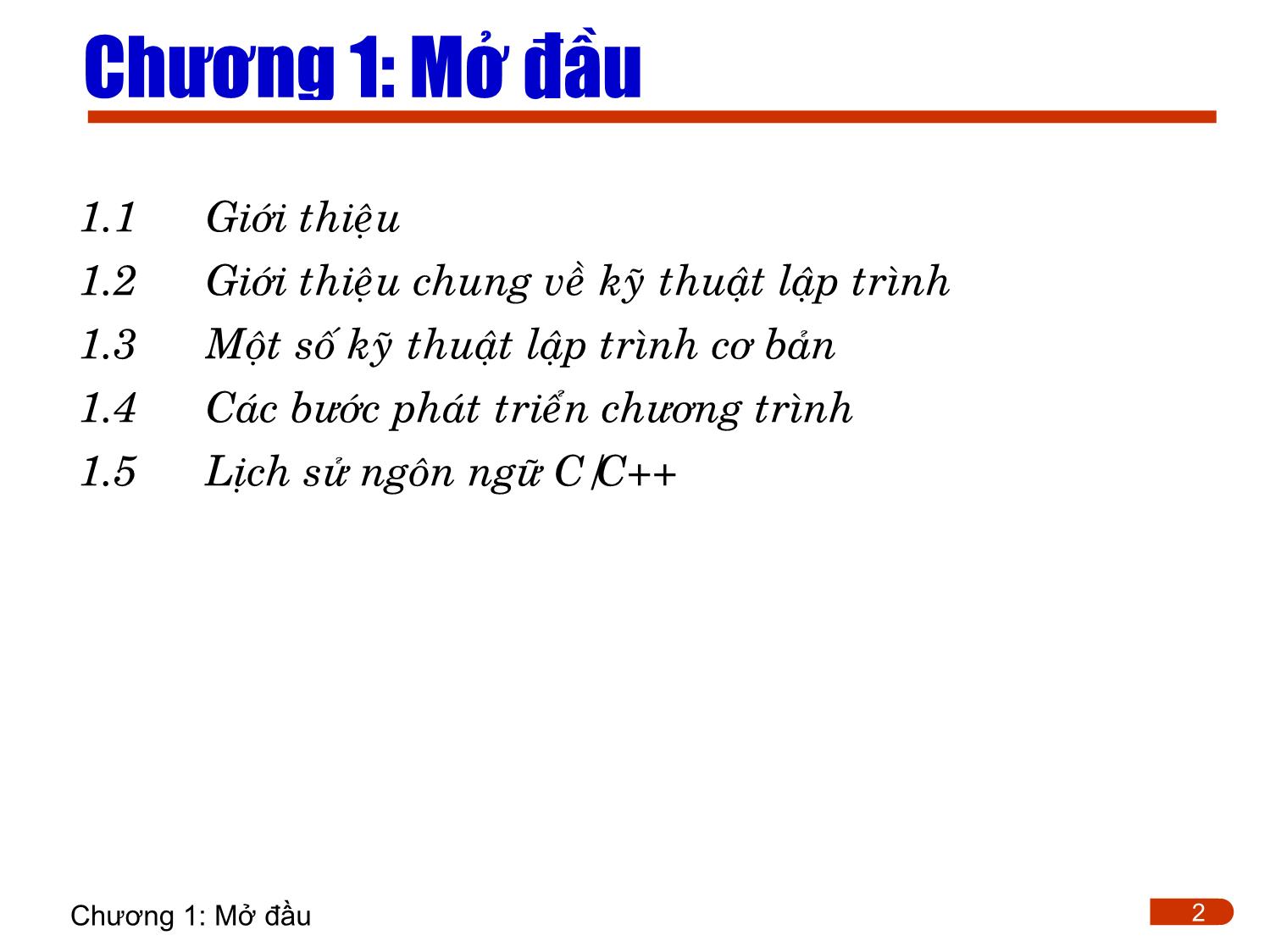 Bài giảng Lập trình - Chương 1: Giới thiệu trang 2